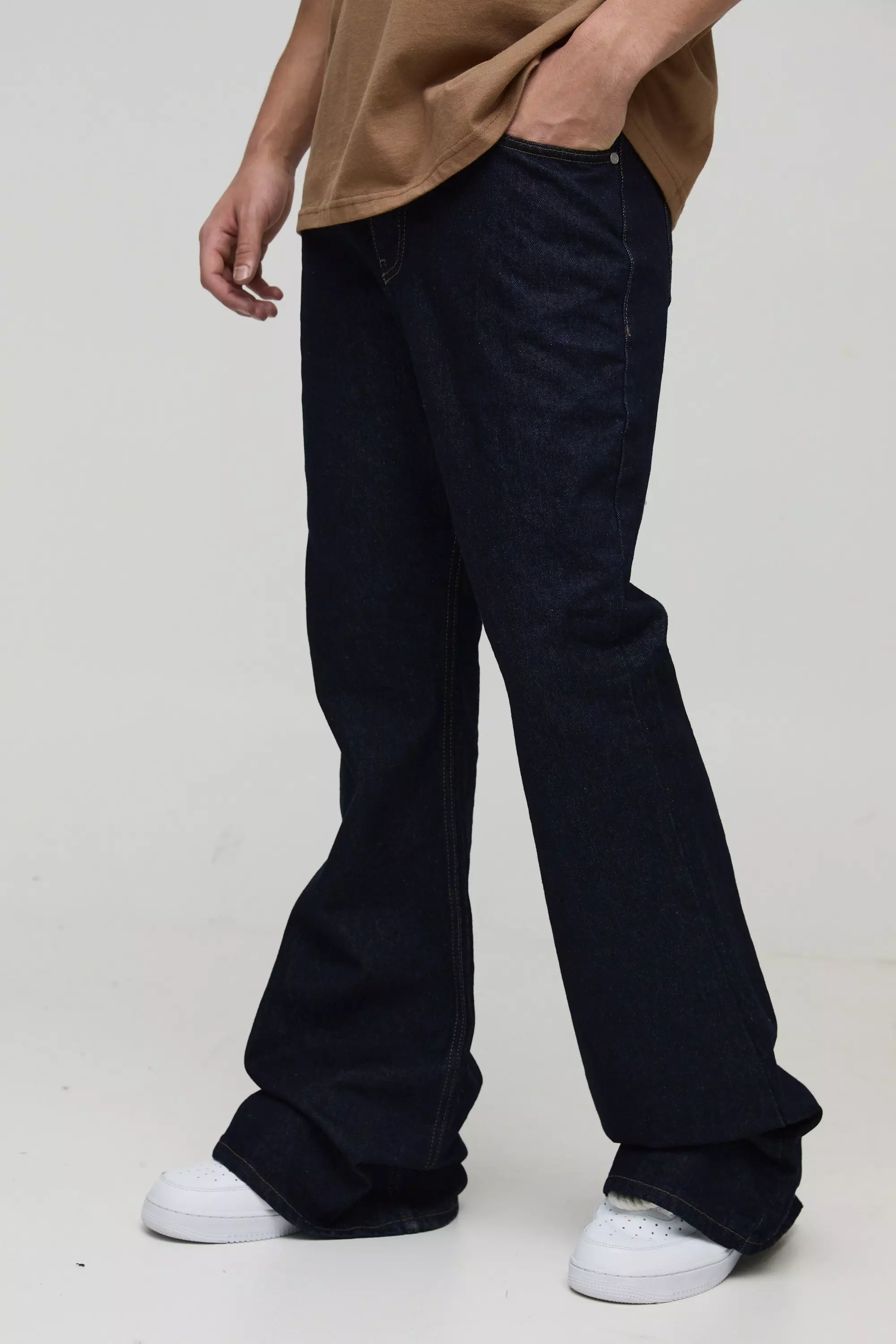 Relaxed Stacked Flared Rigid Raw Indigo Jeans Indigo