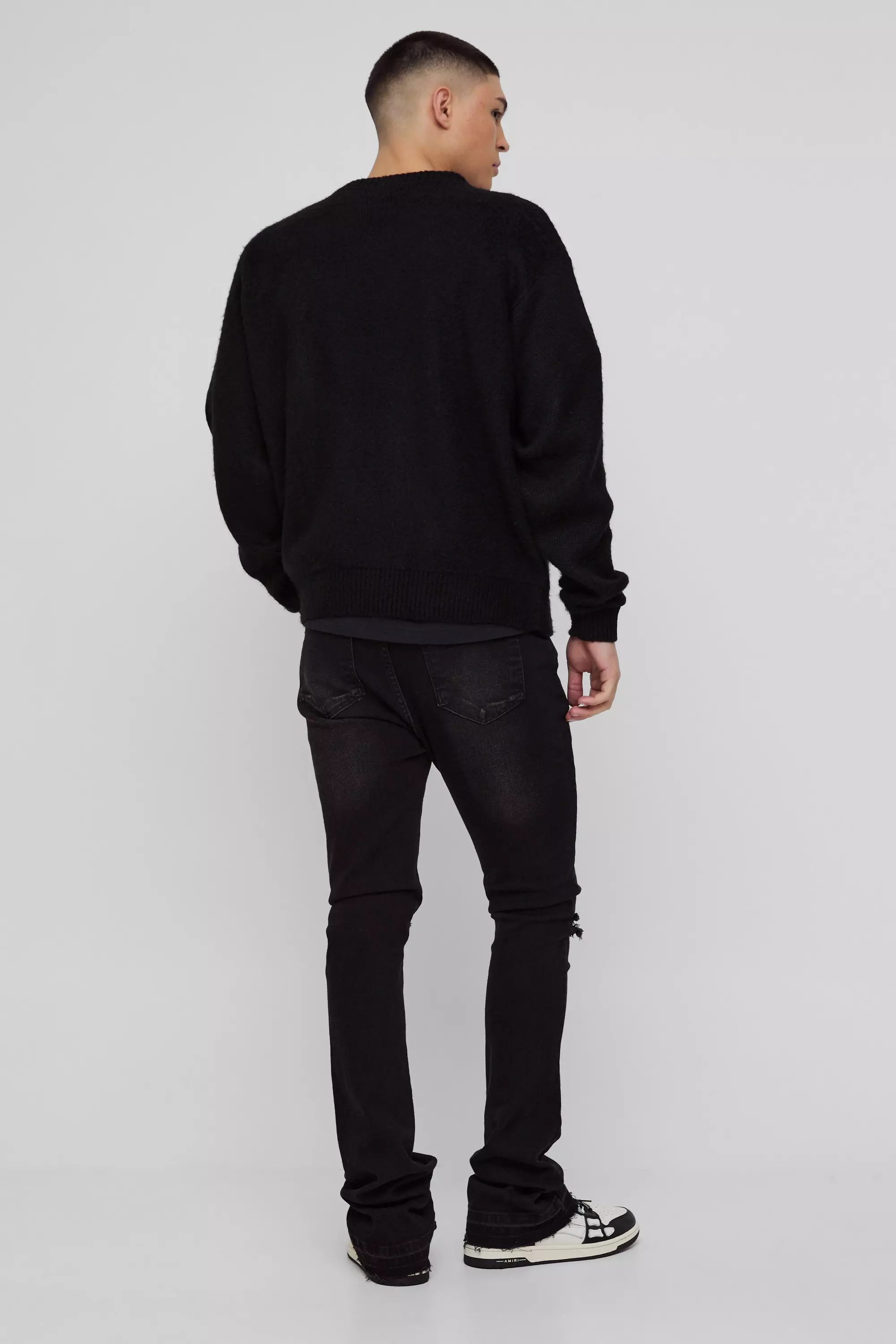 Brown Skinny Stacked Flared Ripped Knee Jeans alternative image