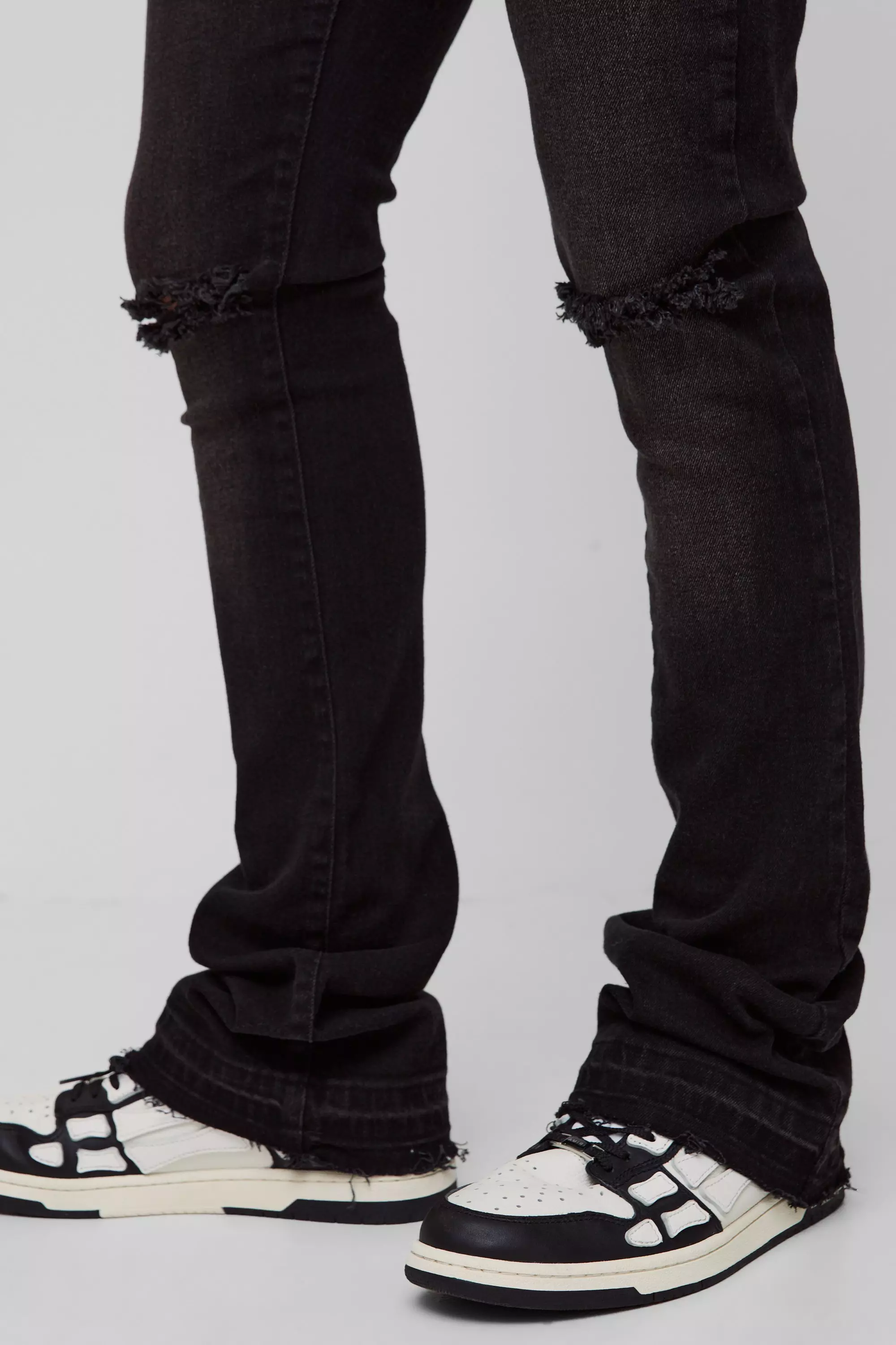 Brown Skinny Stacked Flared Ripped Knee Jeans alternative image