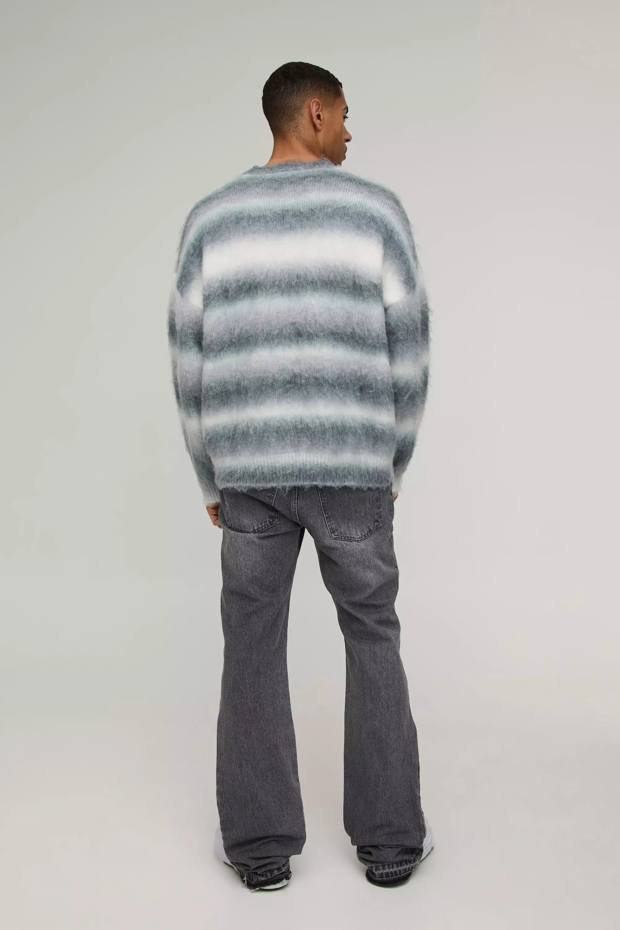 Mid grey Slim Flared Stacked Tonal Gusset Jeans alternative image