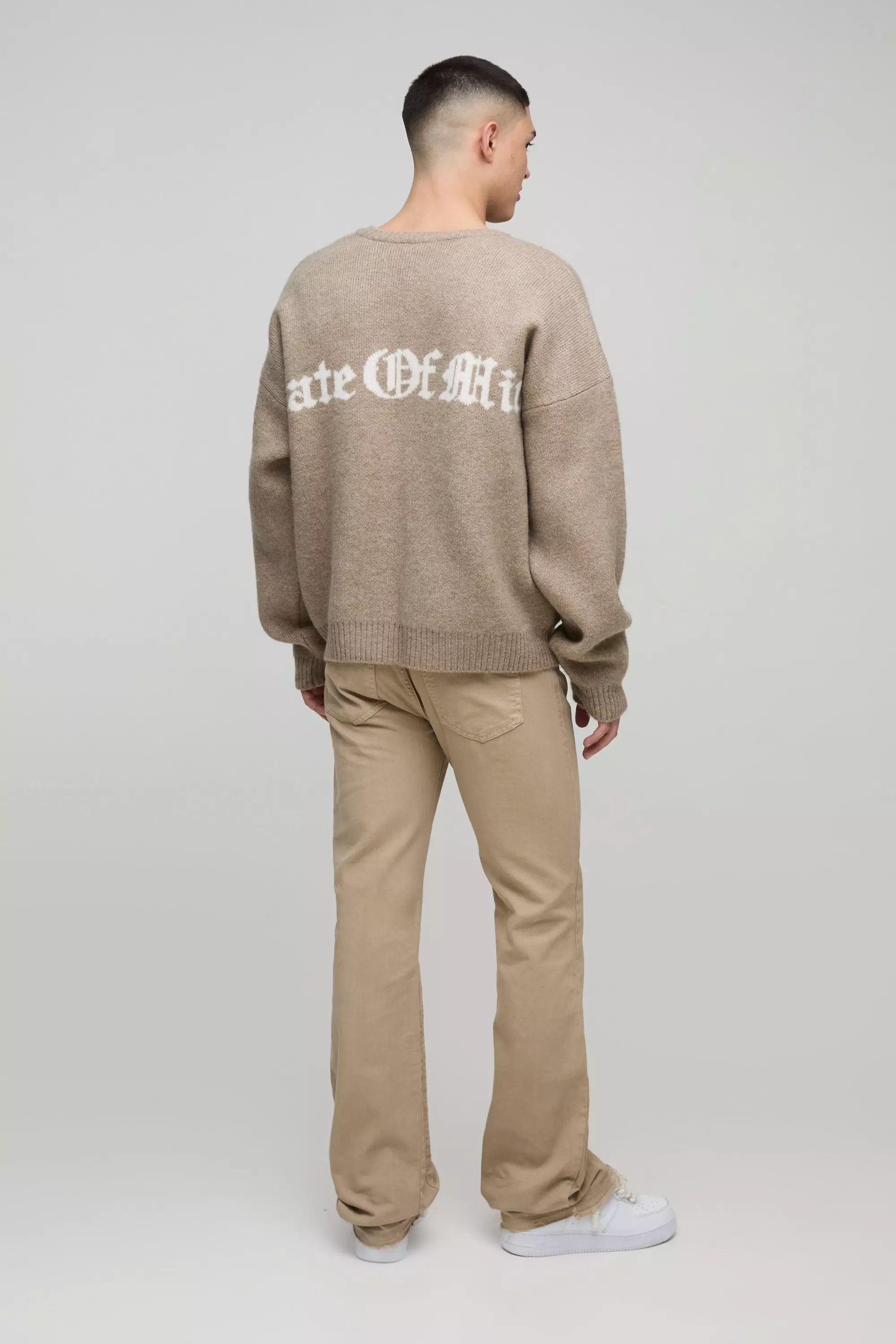 Beige Slim Flared Stacked Tonal Gusset Jeans alternative image