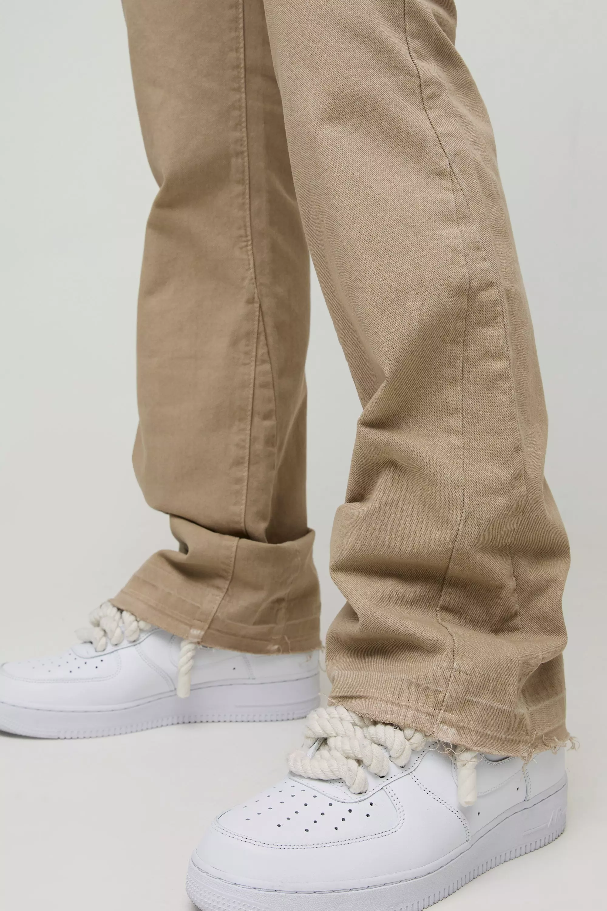 Beige Slim Flared Stacked Tonal Gusset Jeans alternative image