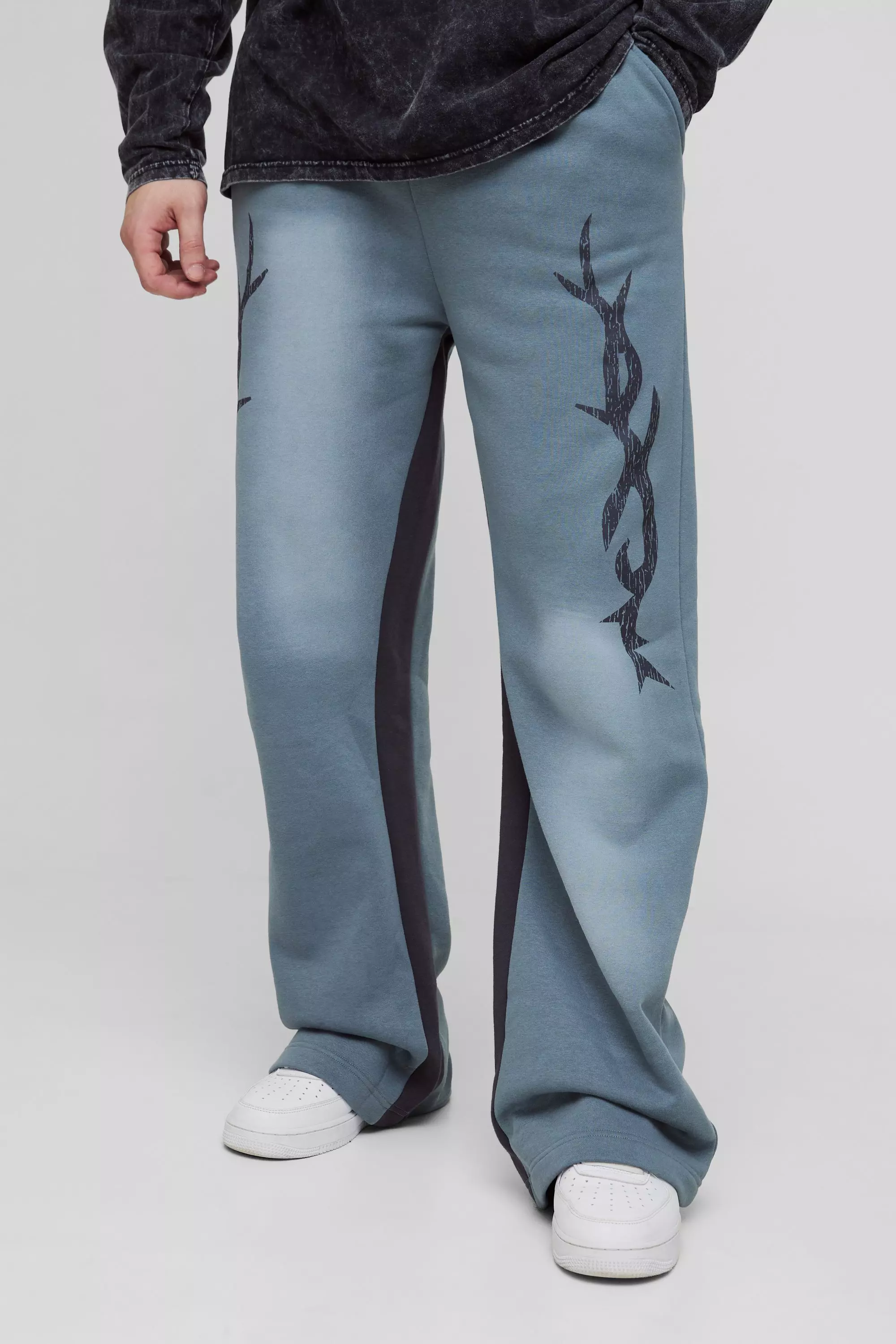 Slate Tall Relaxed Fit Flare Spray Wash Graphic Joggers alternative image