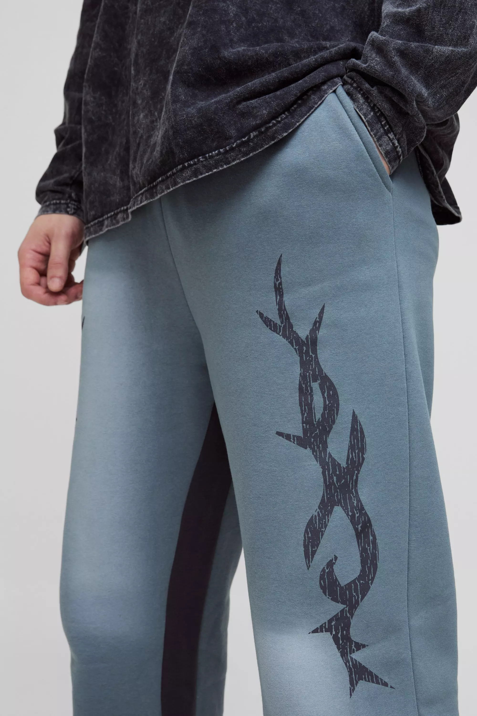 Slate Tall Relaxed Fit Flare Spray Wash Graphic Joggers alternative image