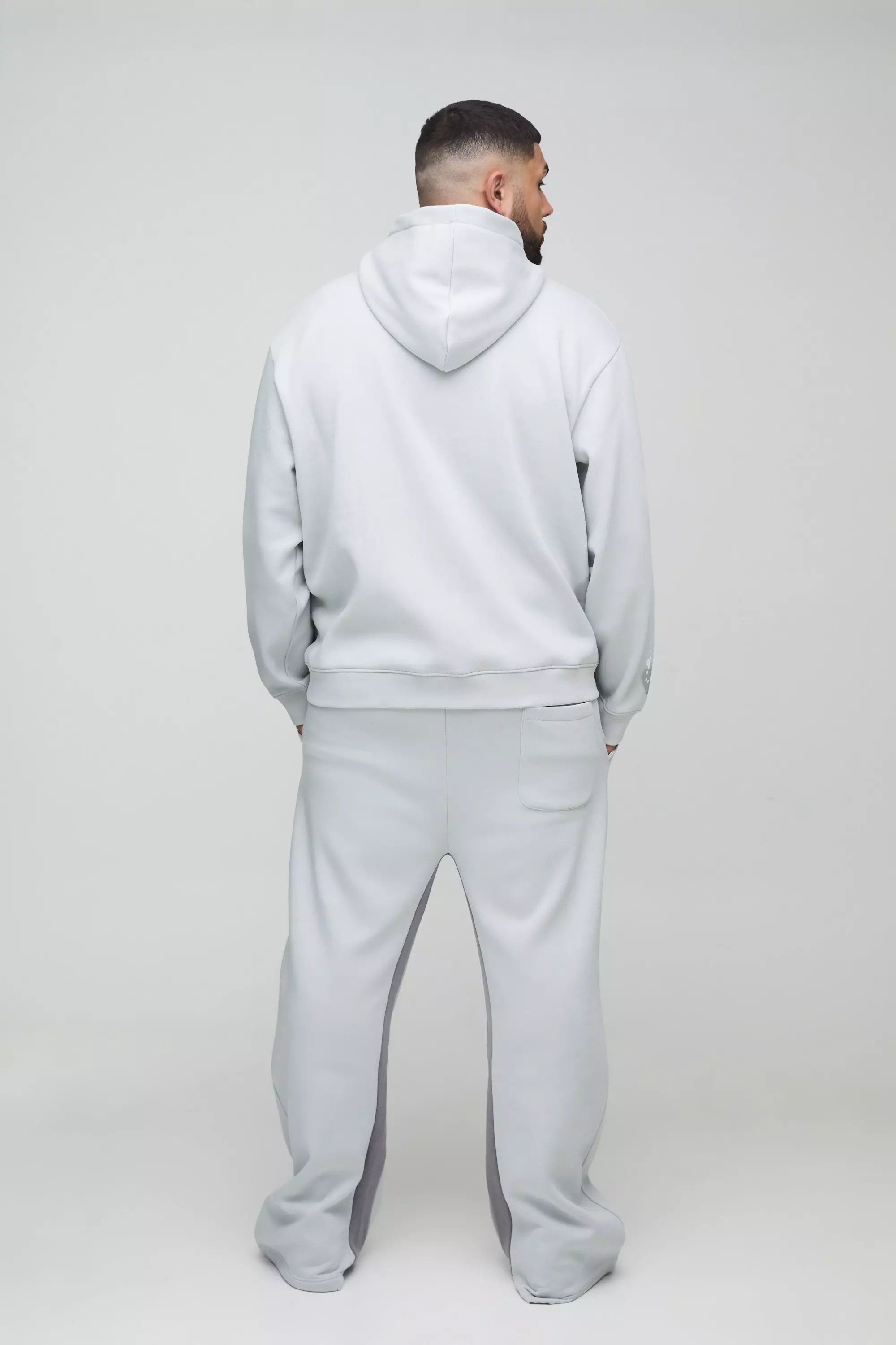 Grey Plus Oversized Man Hoodie Met Verfspetters alternatieve afbeelding