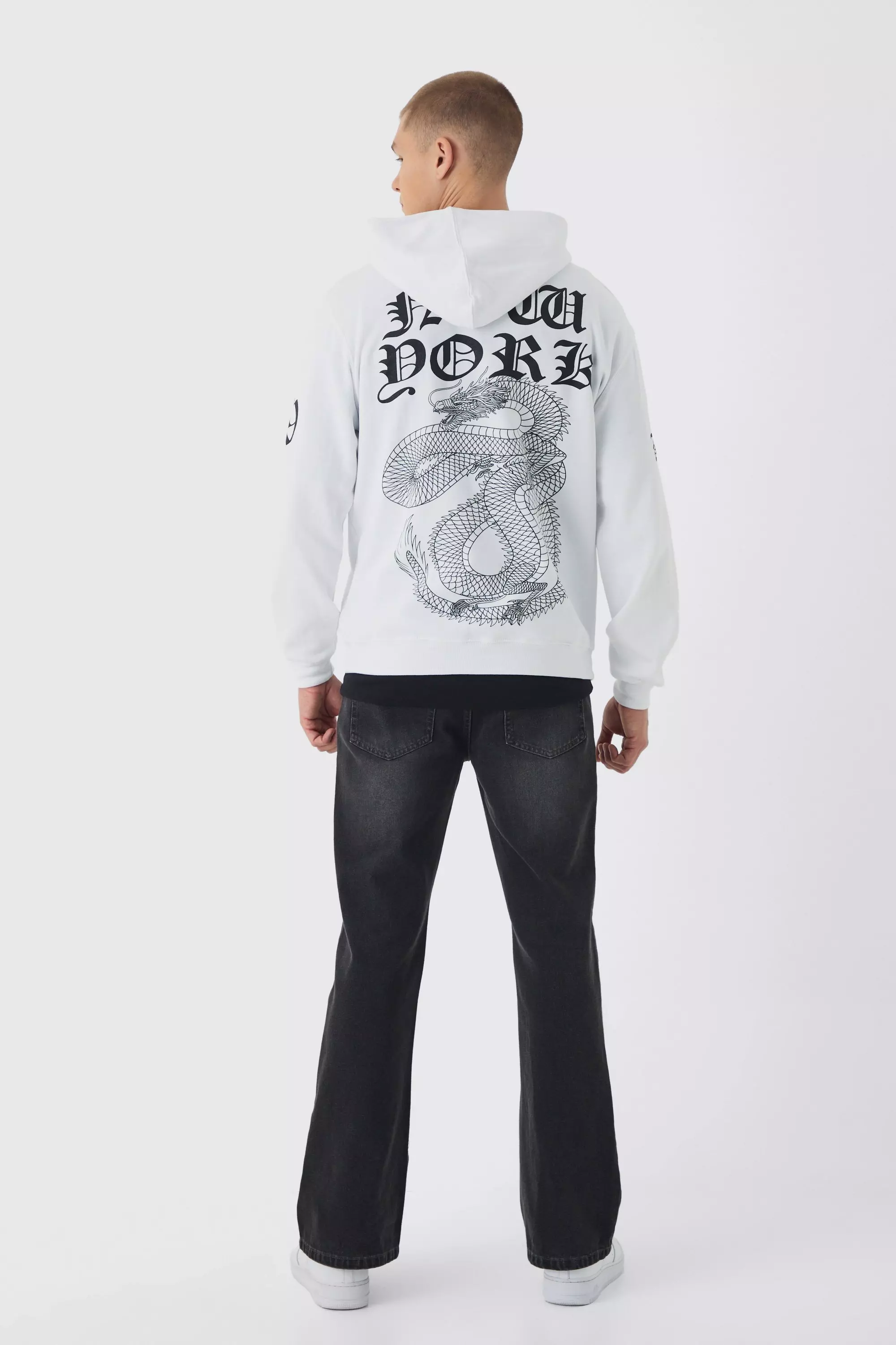 Felpa Con Stampa New York, Zip E Cappuccio, White immagine alternativa