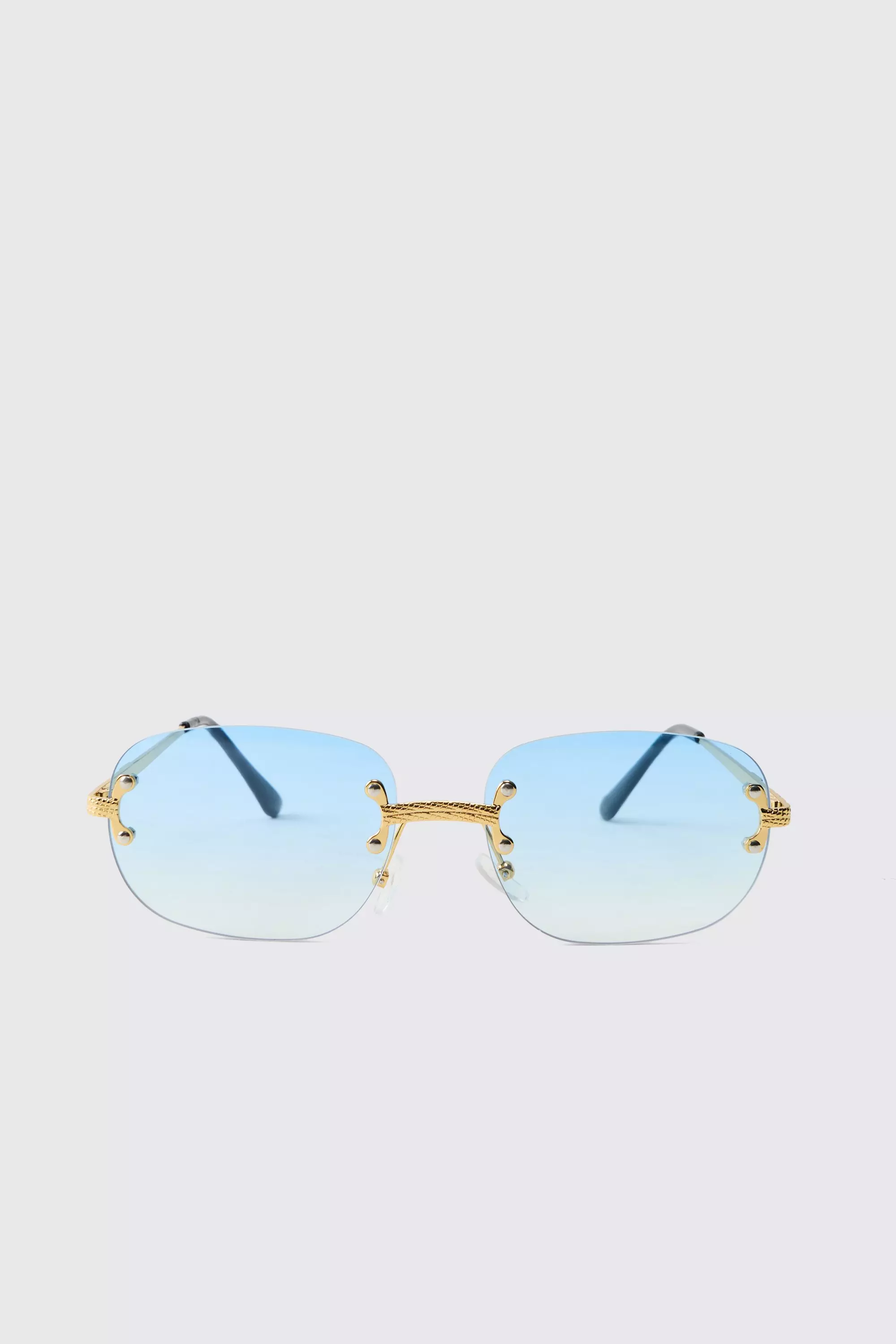 Blue Rimless Temple Detail Sunglasses alternative image