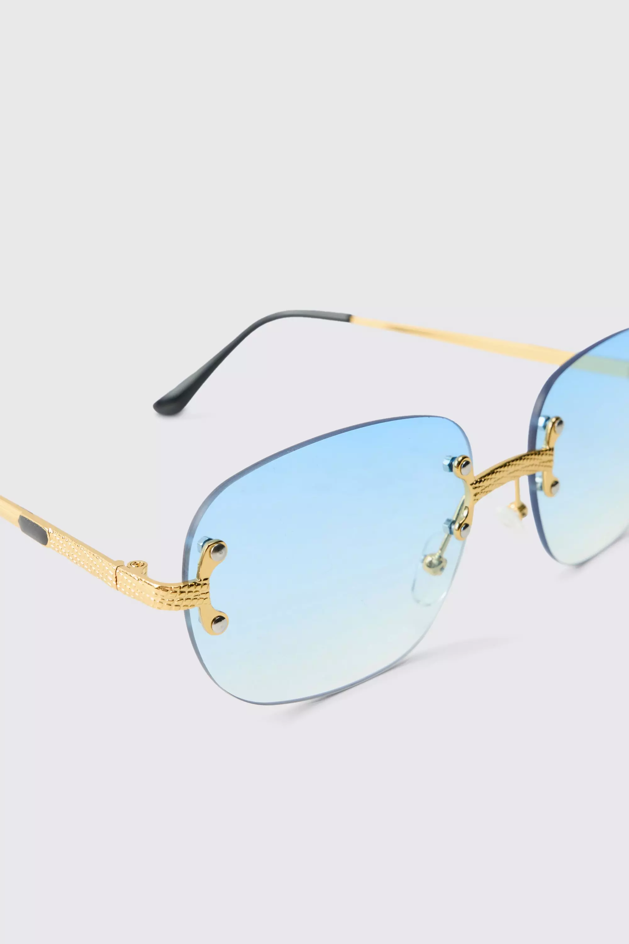 Blue Rimless Temple Detail Sunglasses alternative image