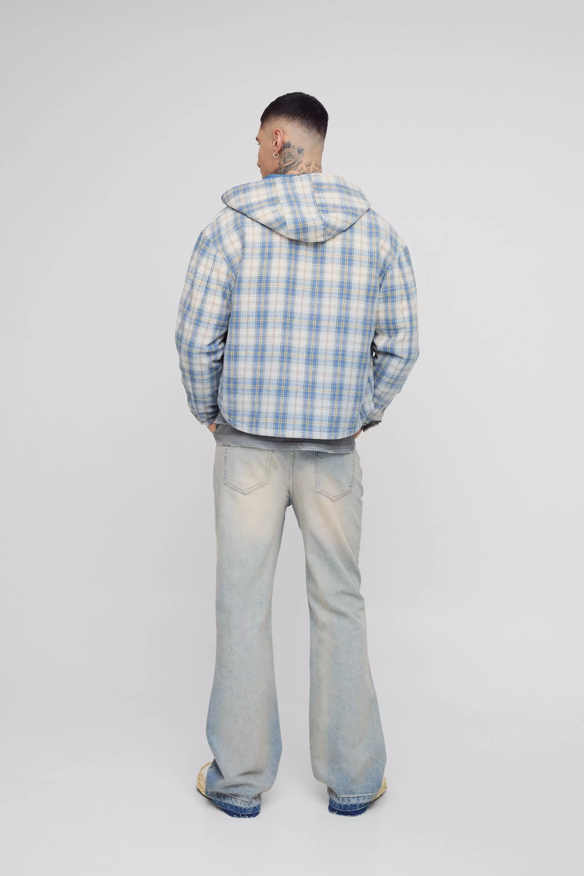 Tall Stonewash Rigid Flared Jeans | boohooMAN USA