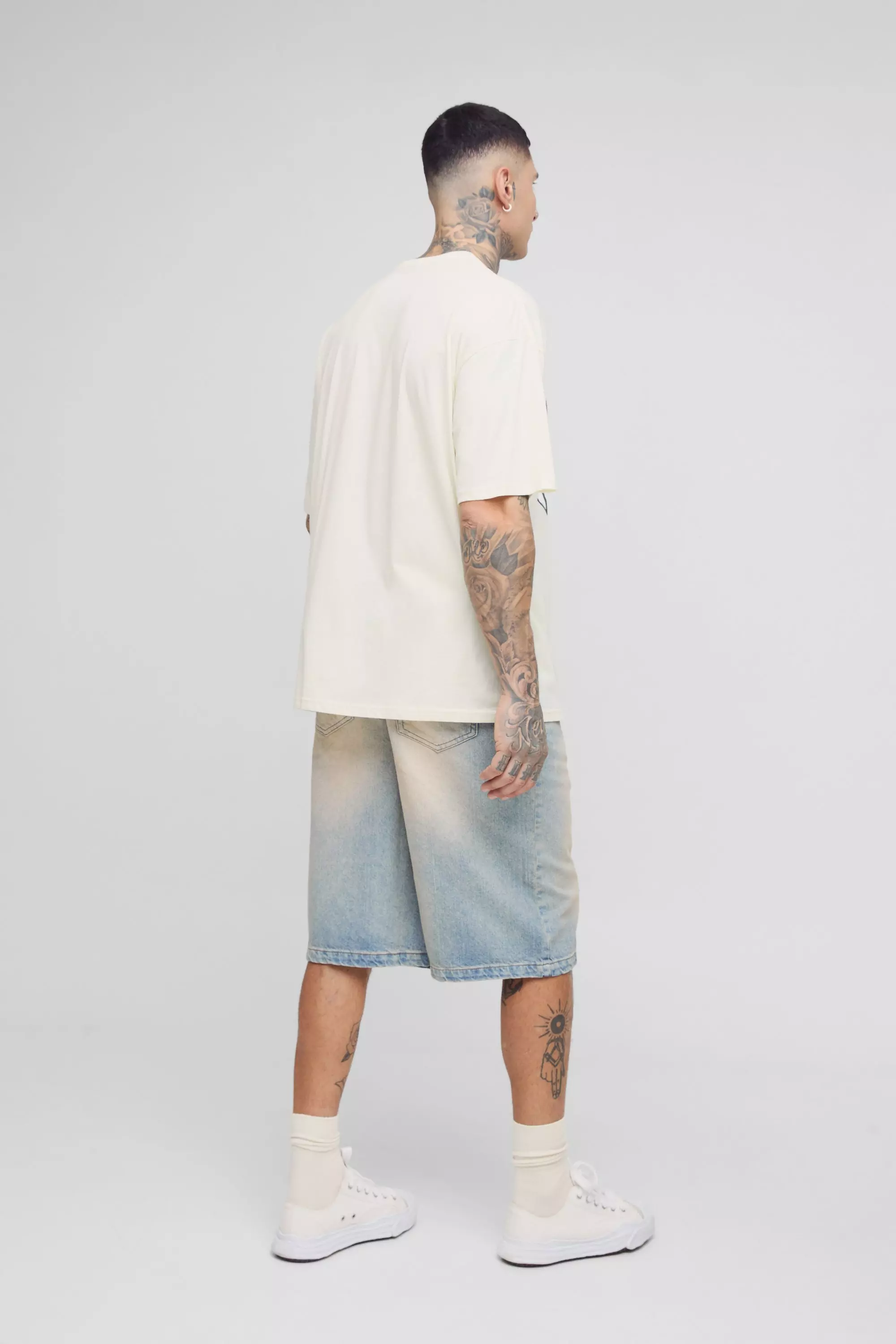 Tall Stonewash Relaxed Fit Jorts | boohooMAN USA