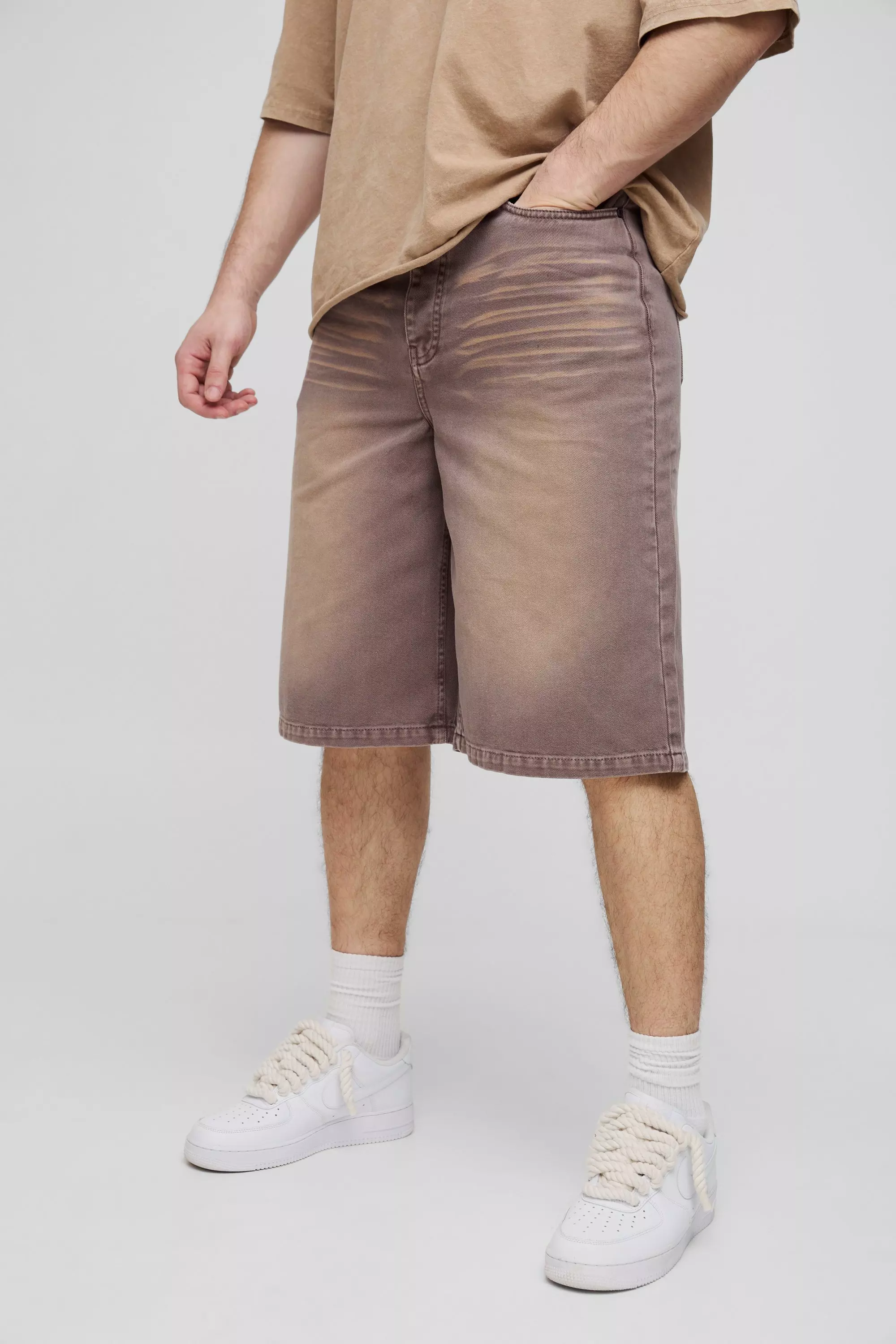 Chocolate Tall Overdye Relaxed Fit Jorts alternative image