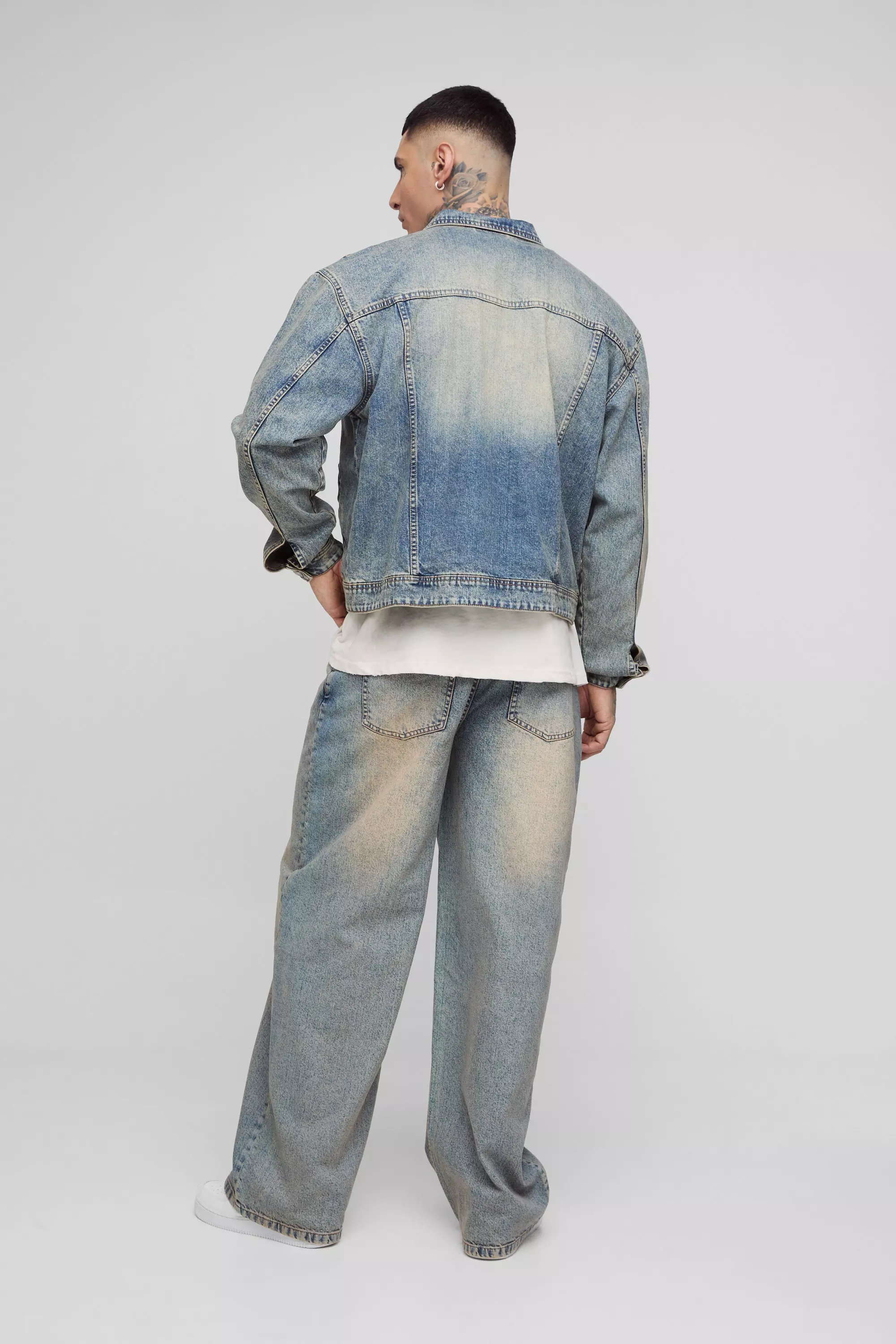 Tall Tinted Wash Baggy Jeans | boohooMAN USA