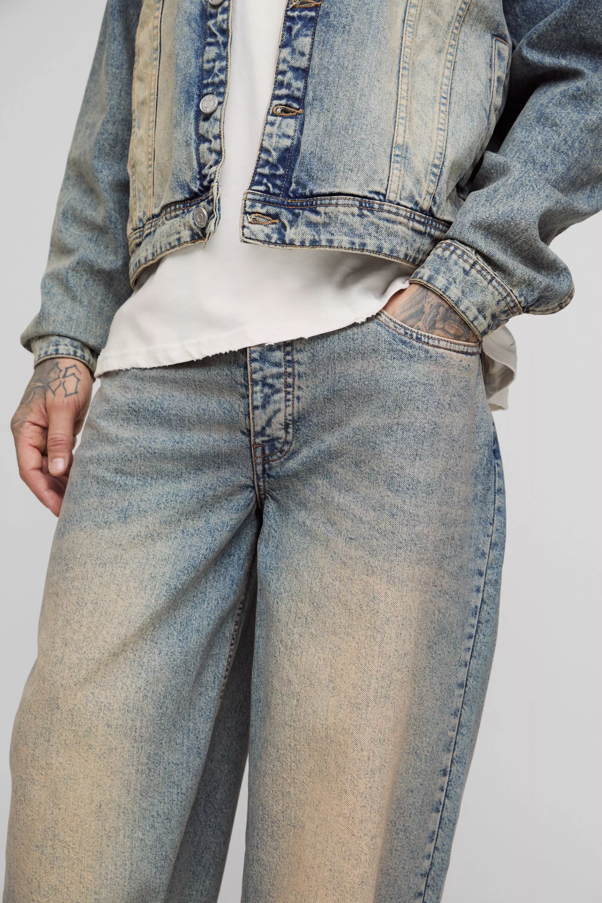 Tall Tinted Wash Baggy Jeans | boohooMAN USA