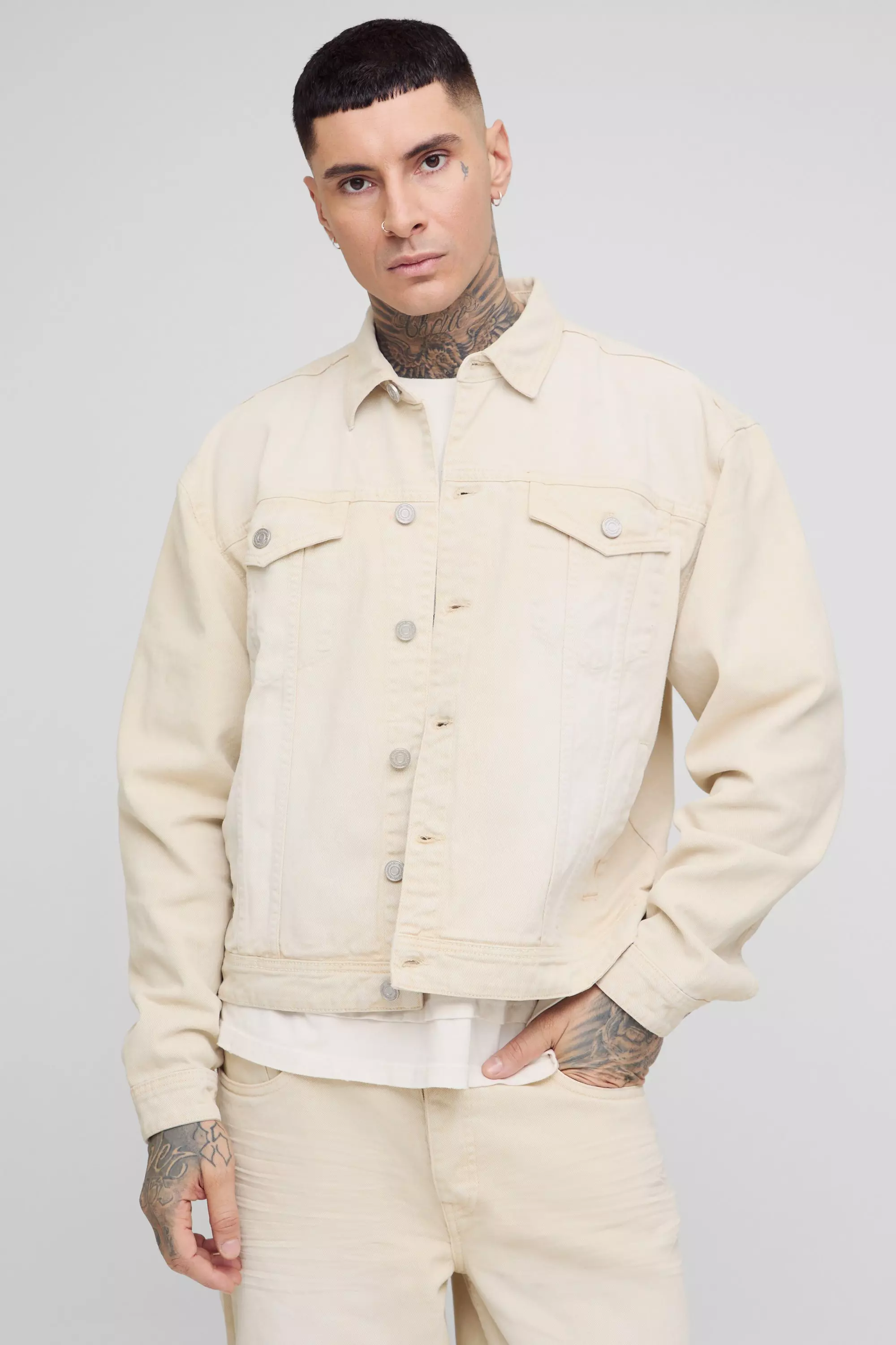Tall kastige Oversize Jeansjacke, Stone alternatives Bild