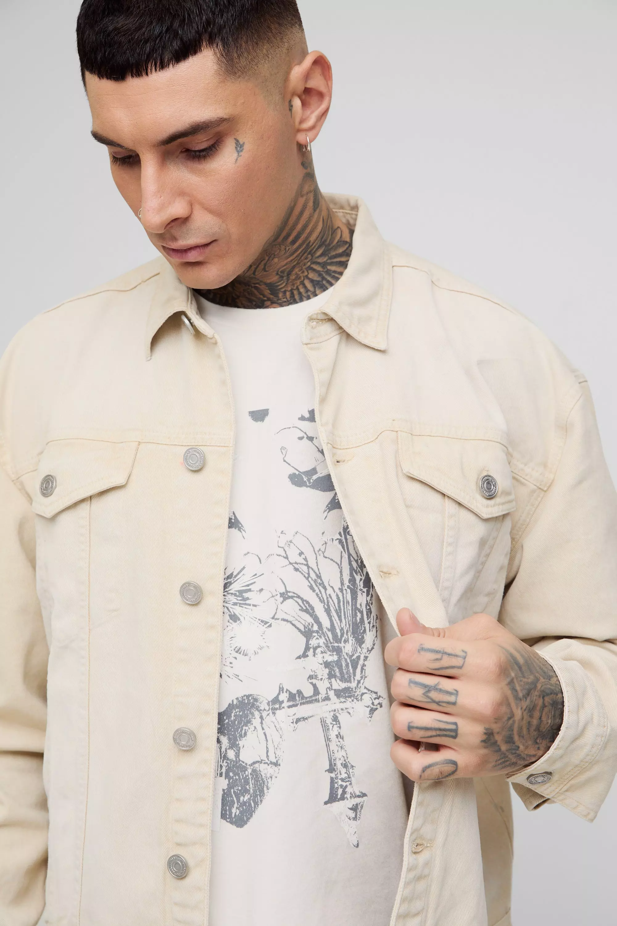 Tall kastige Oversize Jeansjacke, Stone alternatives Bild