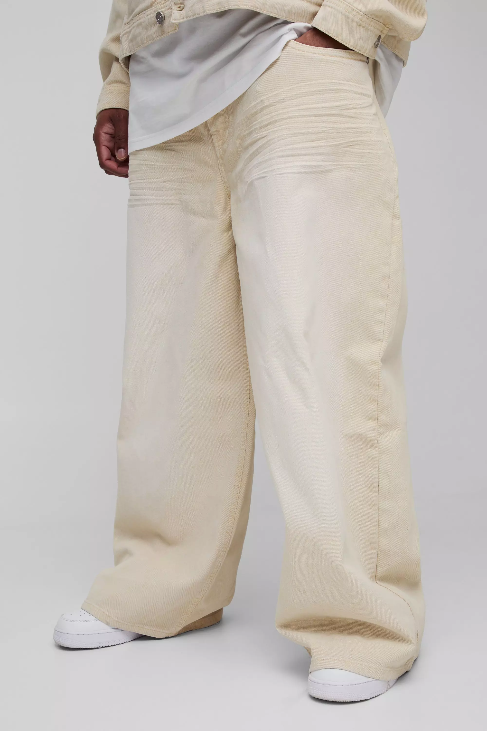 Grande taille - Jean baggy délavé, Stone autre image