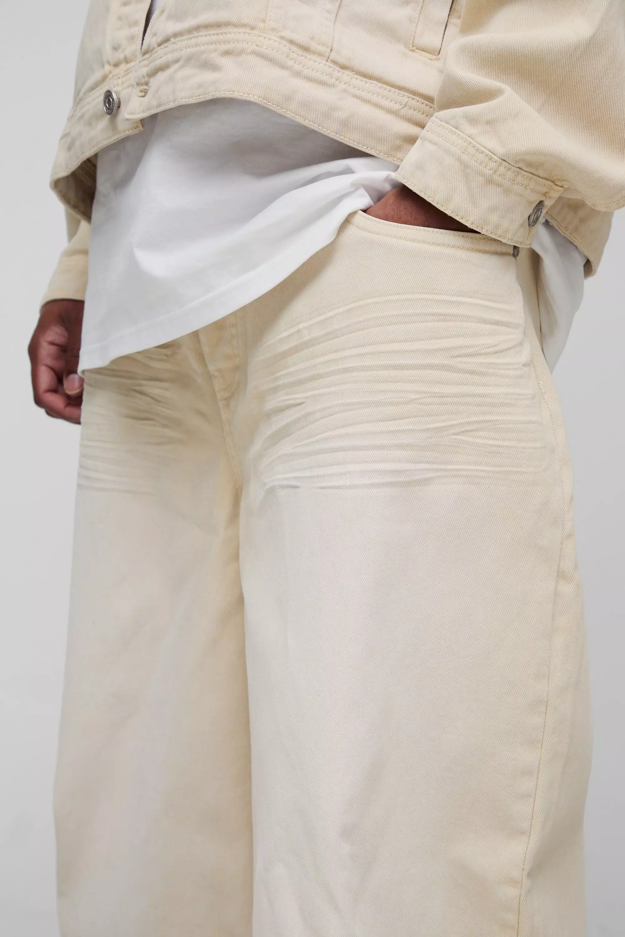 Grande taille - Jean baggy délavé, Stone autre image