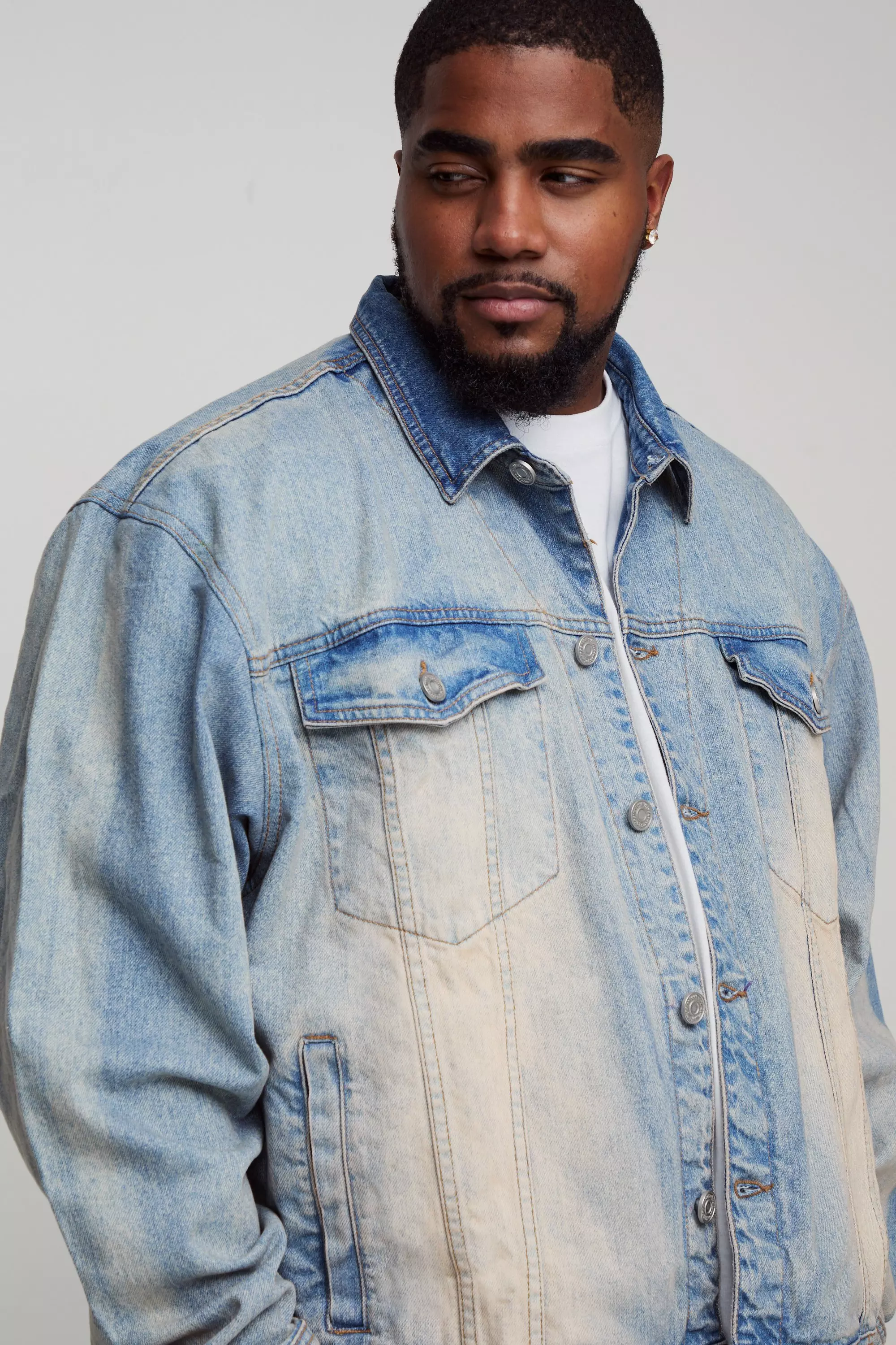 Mid wash Plus Tinted Wash Oversized Jean Jacket alternative image