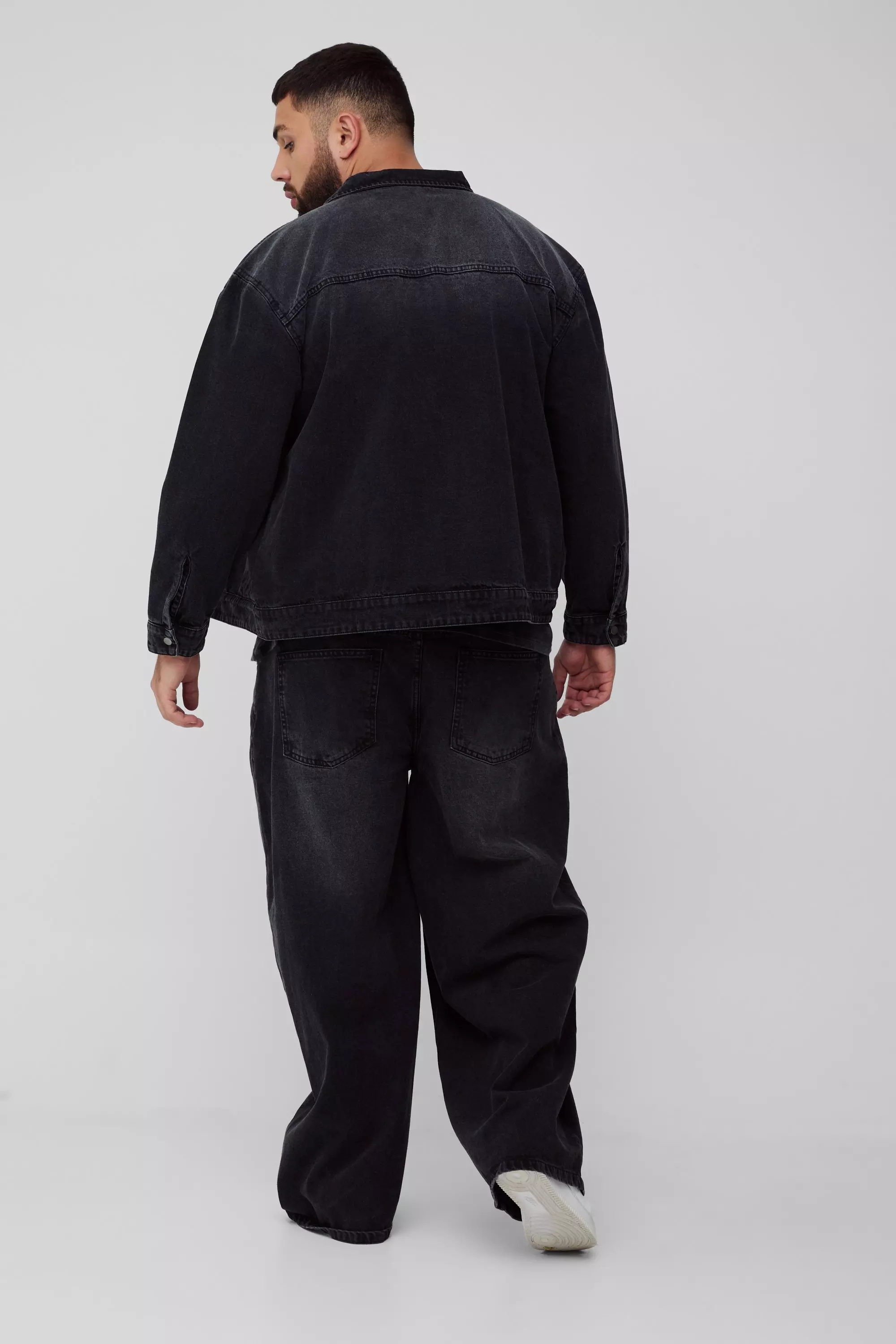 Washed black Plus Tinted Wash Zip Up Overshirt alternative image