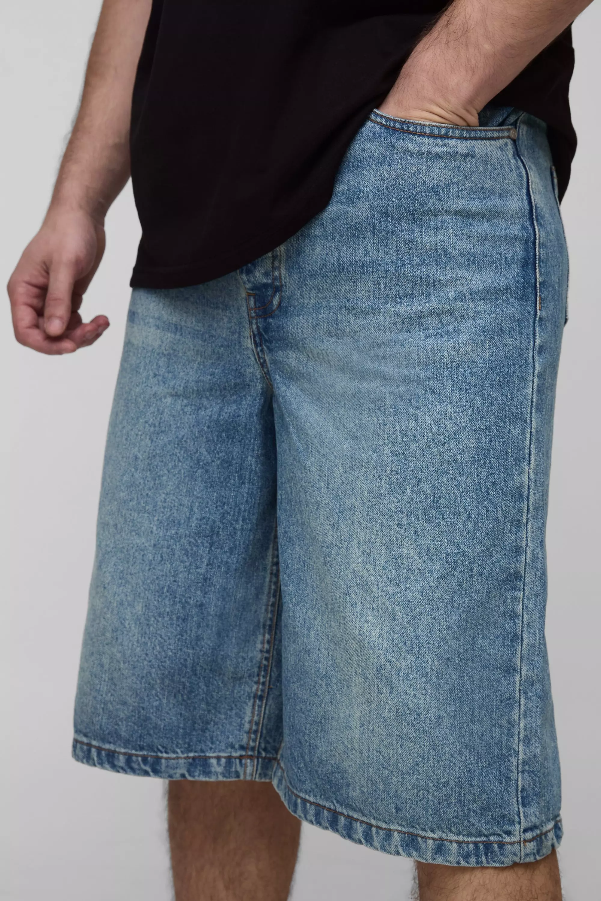 Tall Relaxed Fit Jorts with Pleat Waist Detail | boohooMAN USA