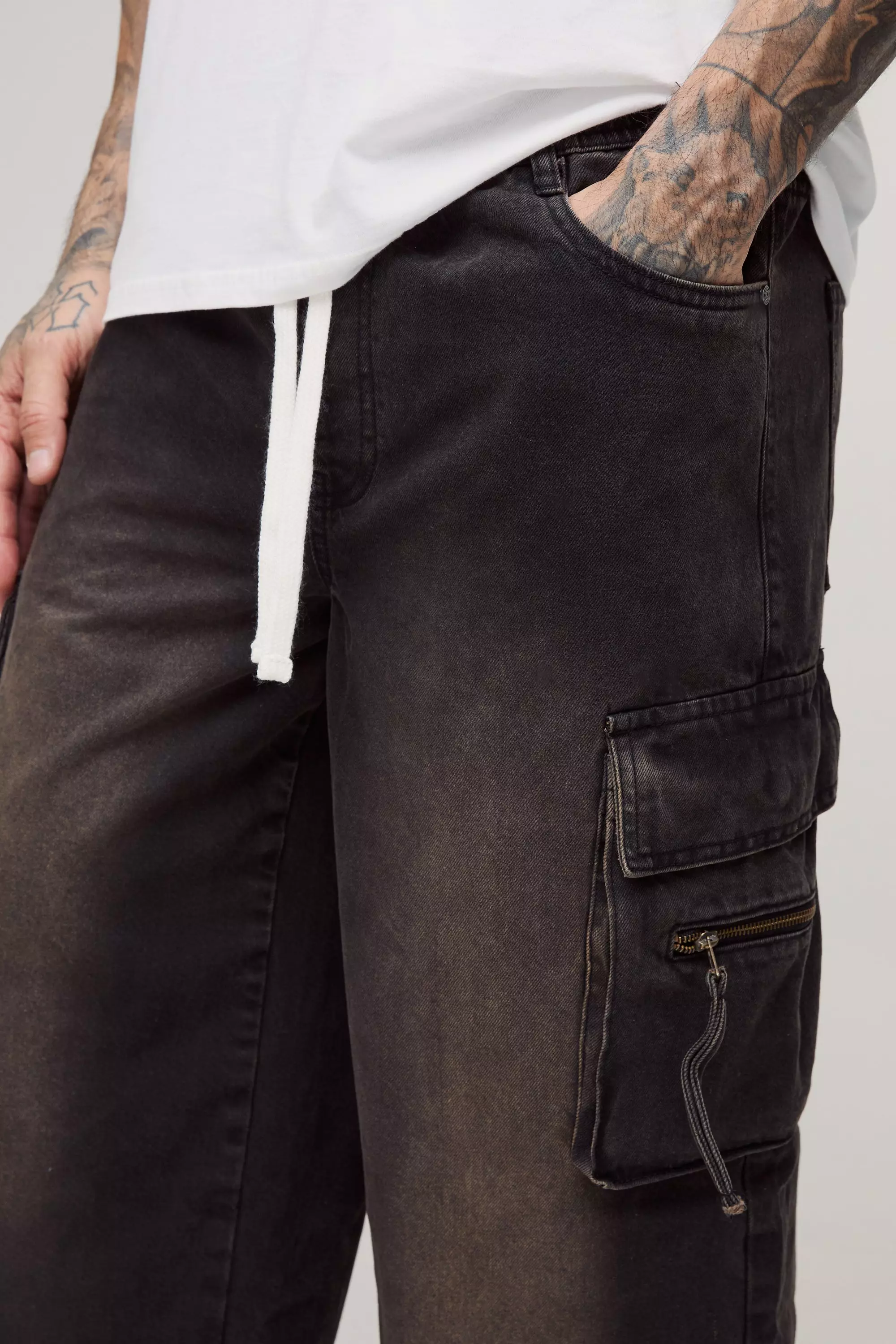 Brown Tall Baggy Rigid Cargo Jeans alternative image