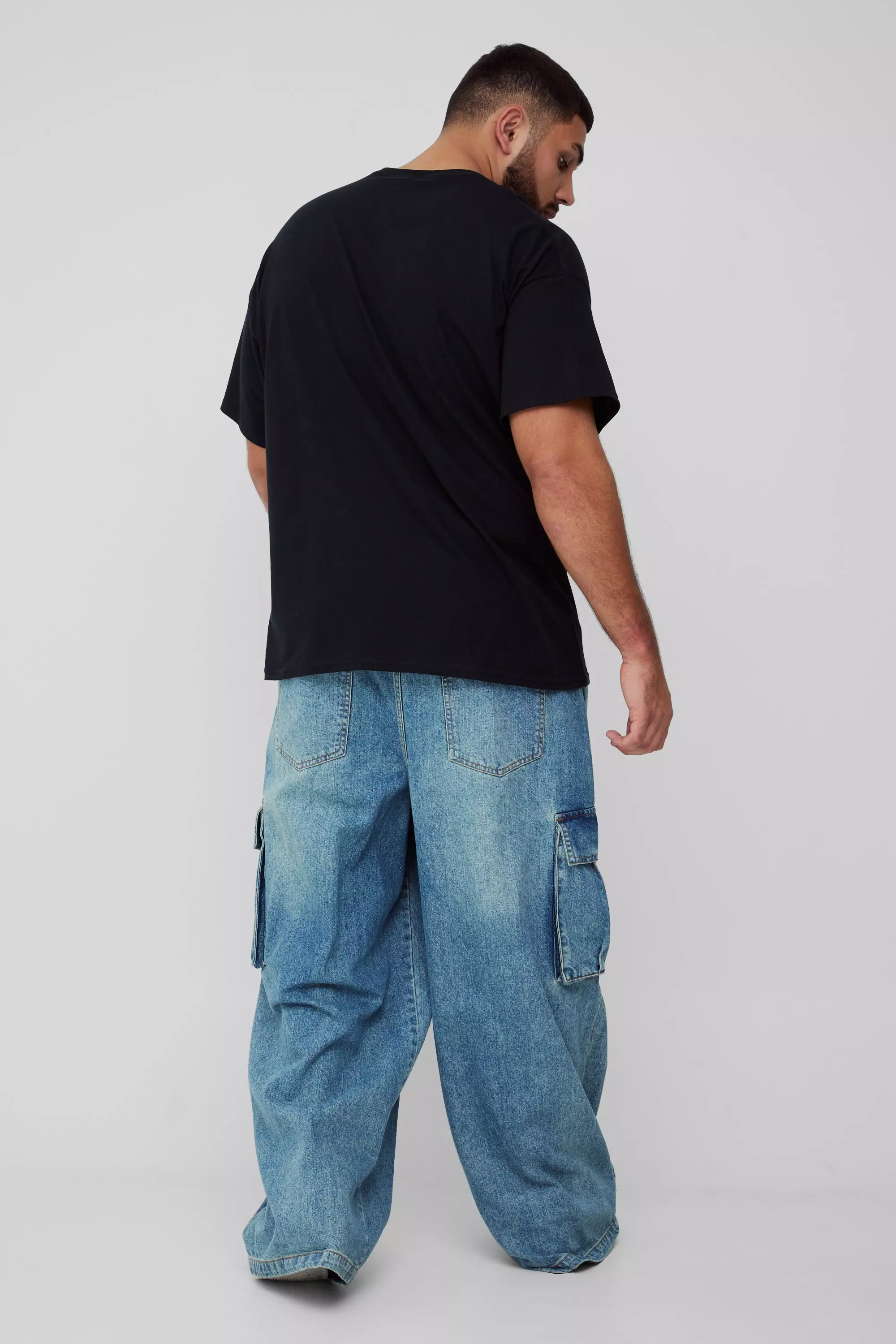 Grande taille - Jean cargo à détails pincés, Antique blue autre image