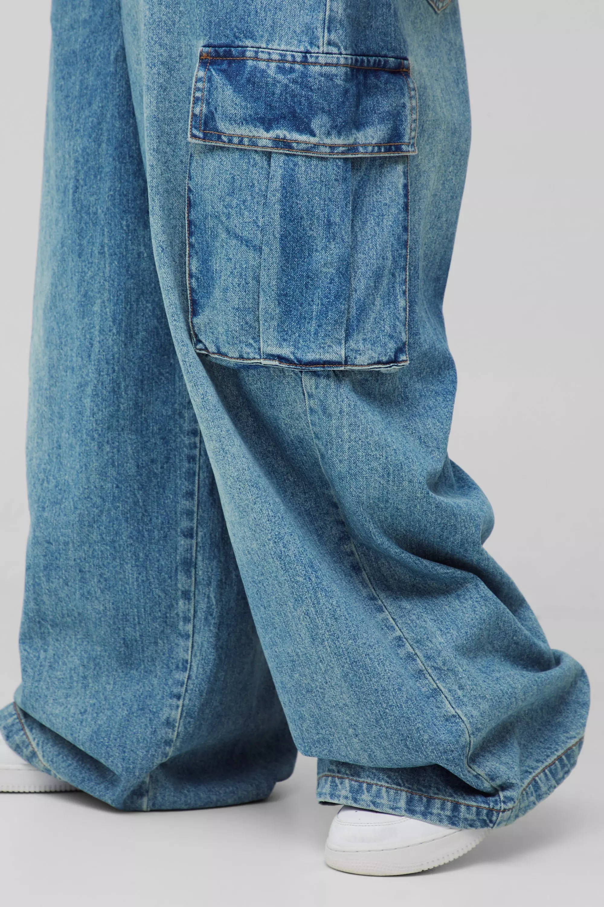 Grande taille - Jean cargo à détails pincés, Antique blue autre image