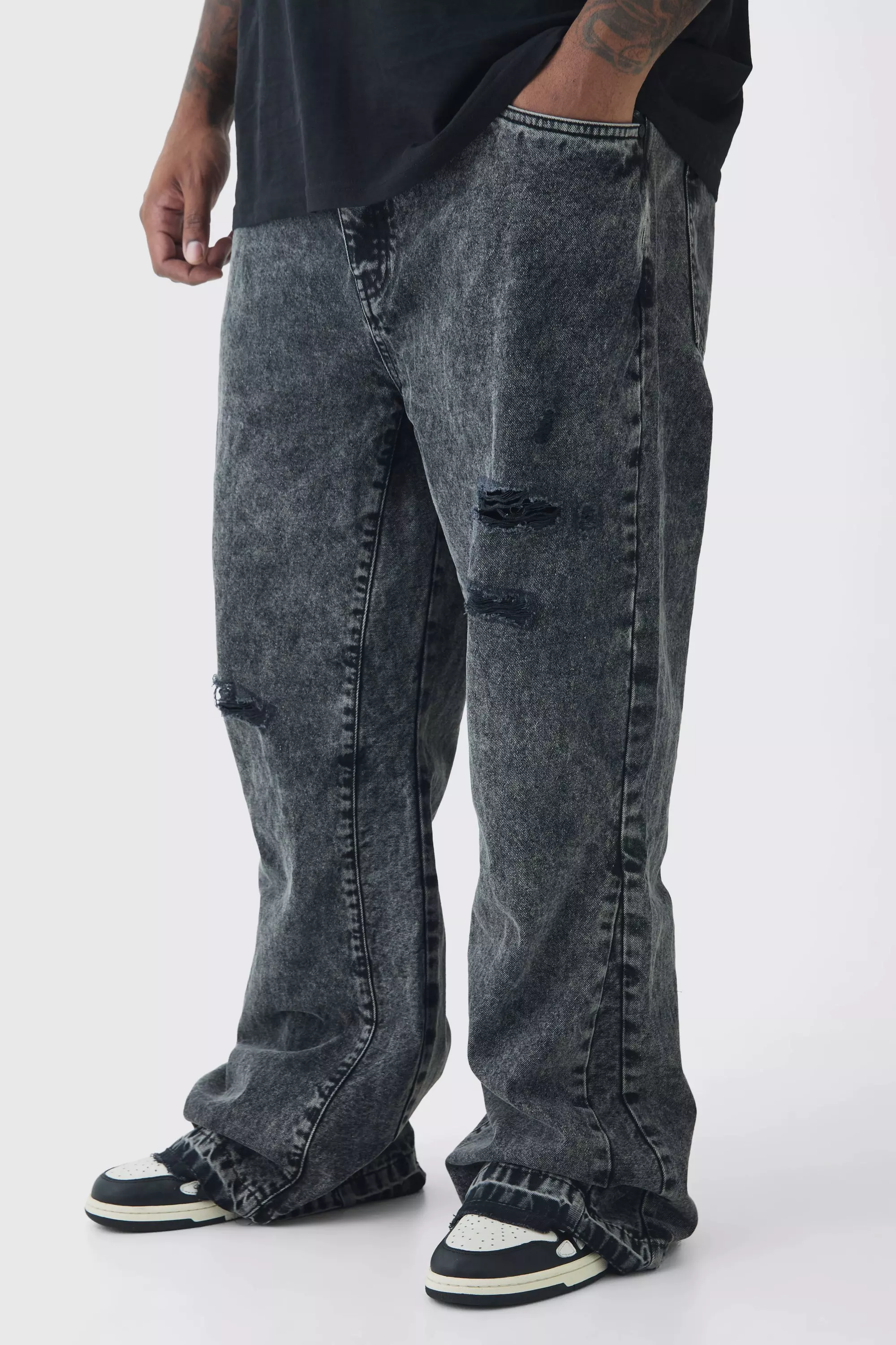 Grande taille - Jean flare slim délavé, Washed black autre image
