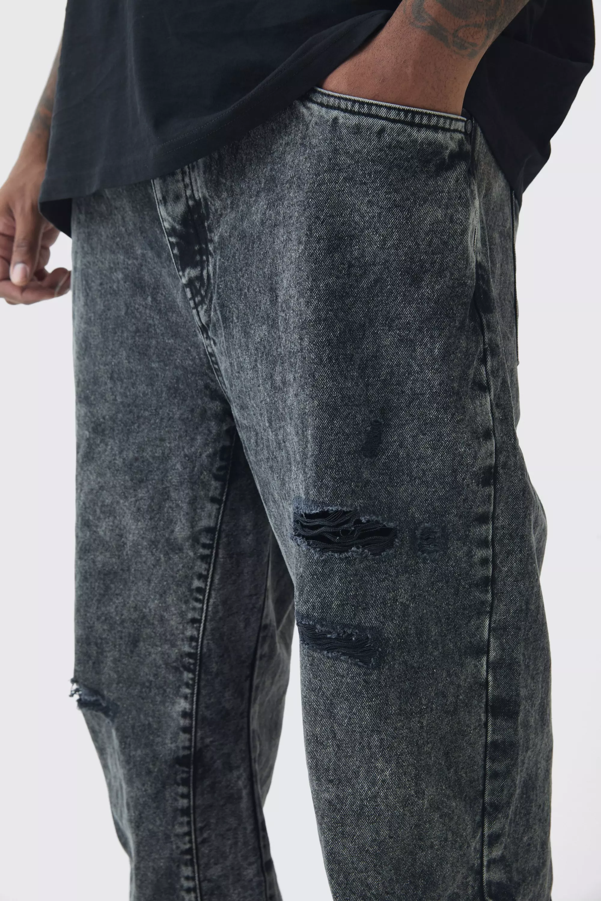 Grande taille - Jean flare slim délavé, Washed black autre image