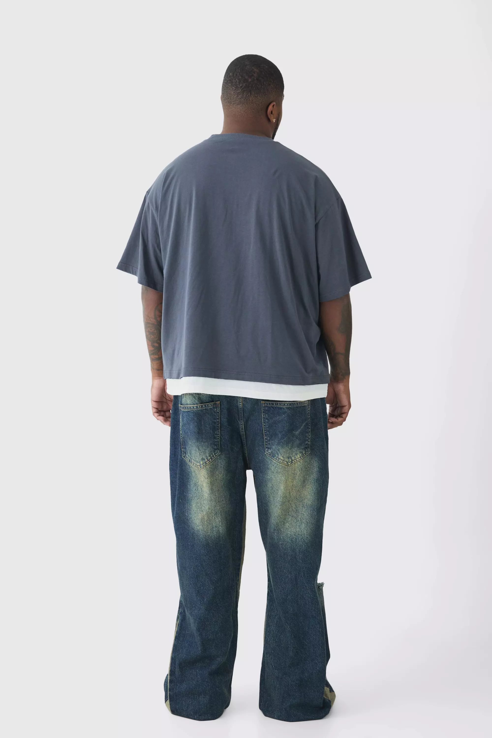 Grande taille - Jean flare large déchiré, Antique wash autre image