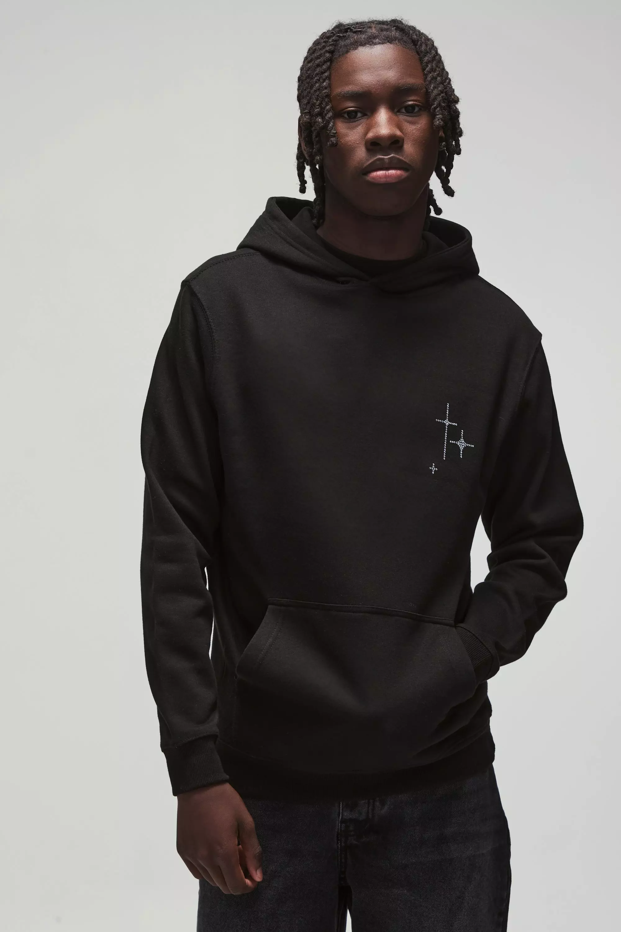 Boohooman black hoodie online