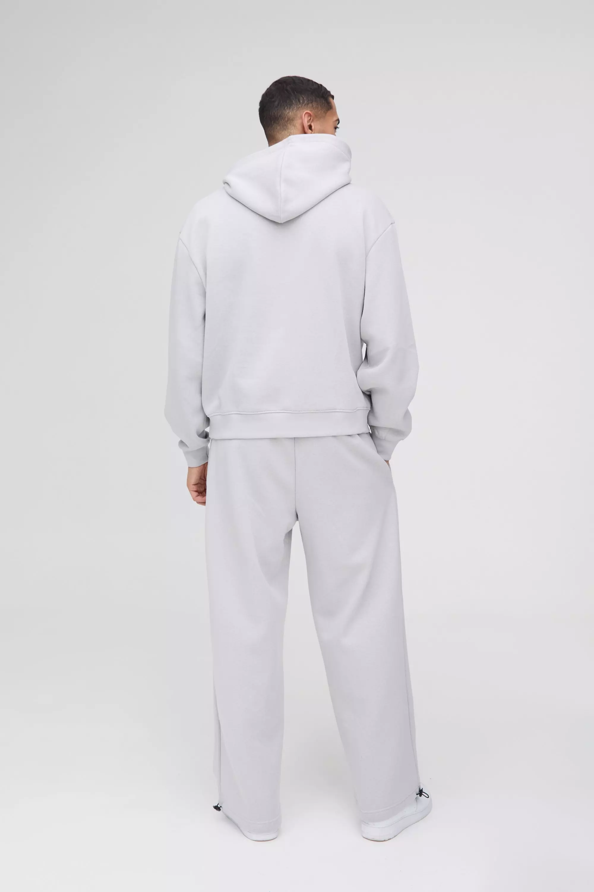 Grey marl Oversized Boxy Hoodie & Wide Leg Tie Cuff Tracksuit  alternative image