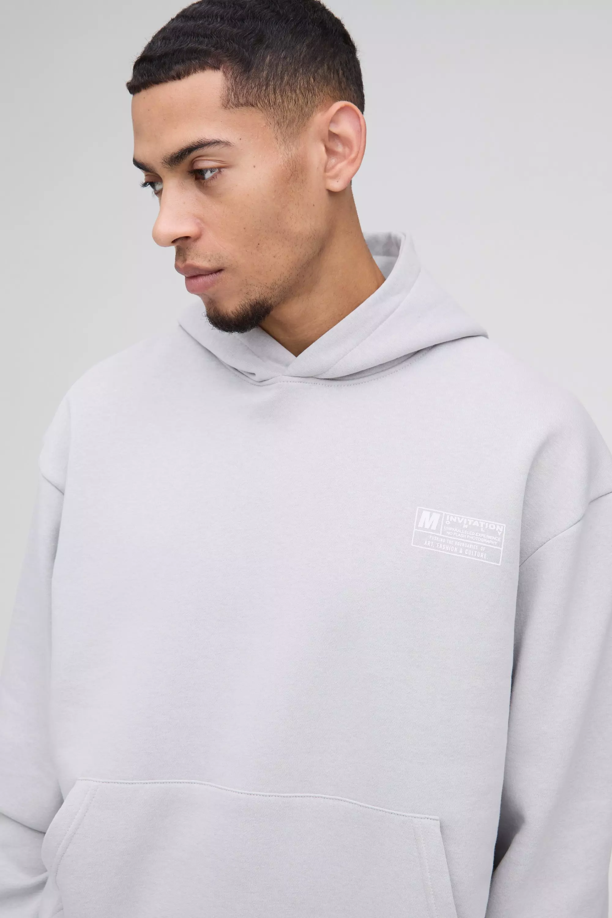 Grey marl Oversized Boxy Hoodie & Wide Leg Tie Cuff Tracksuit  alternative image