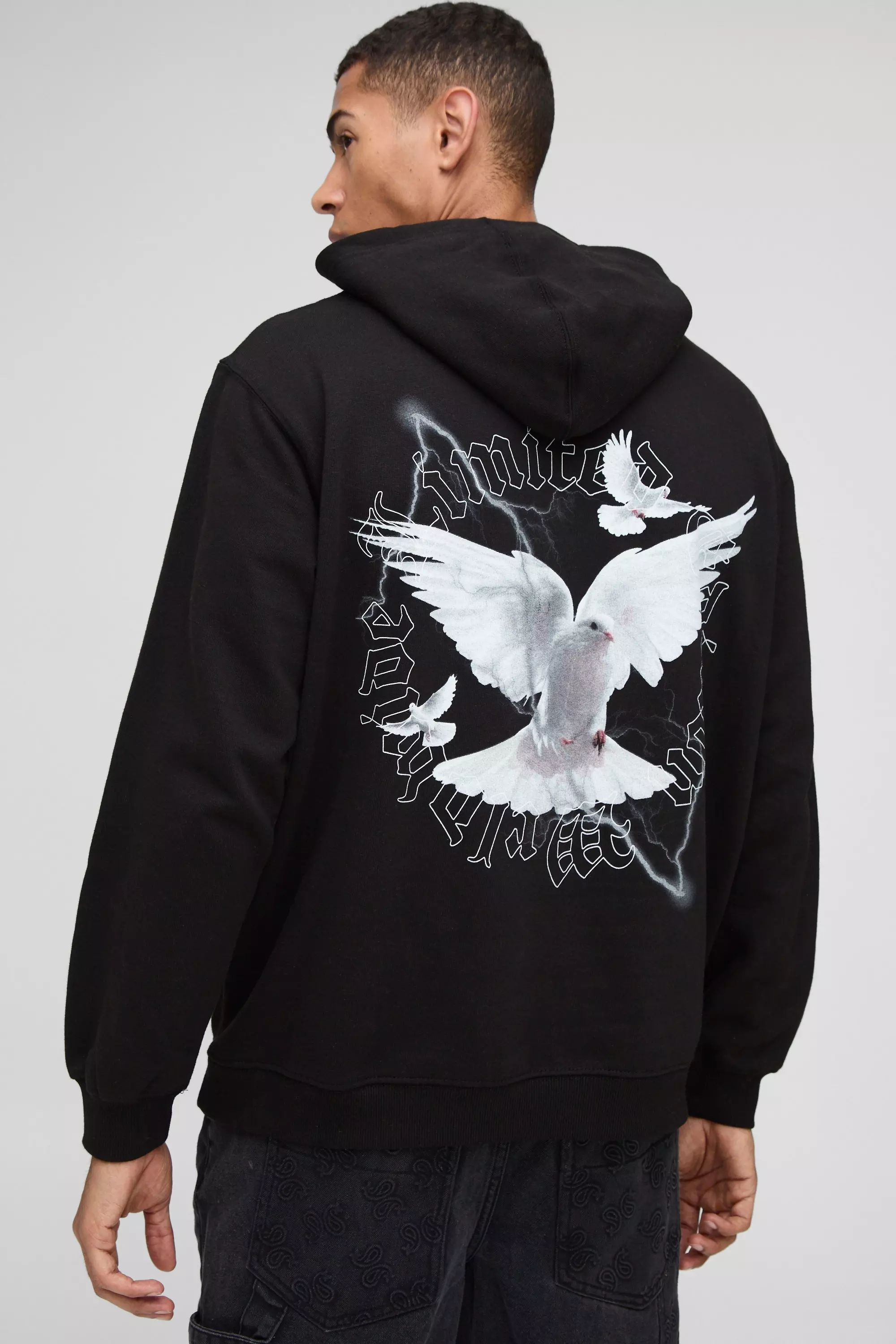 Black Dove Graphic Oversized Hoodie