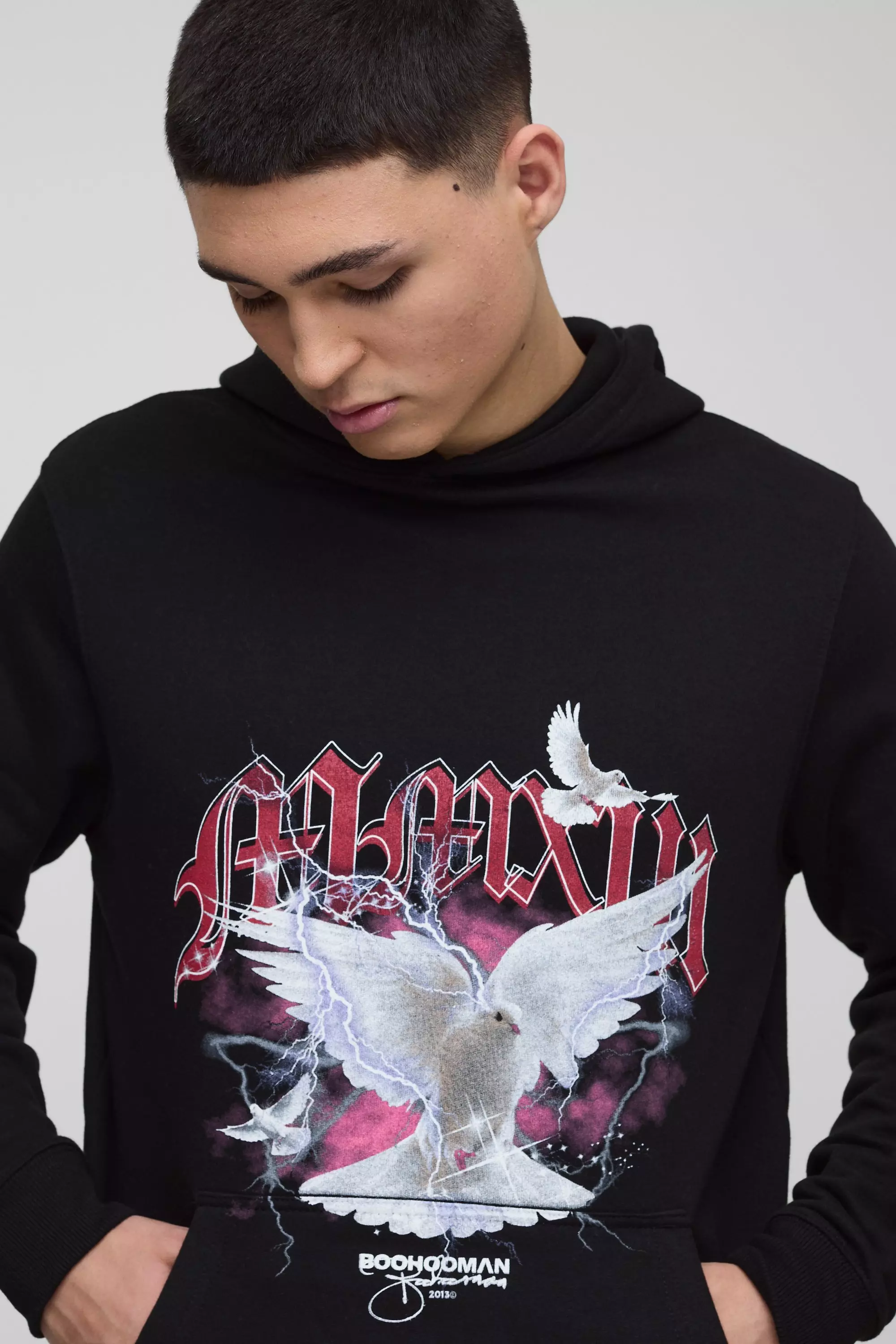 Black Oversized Dove MMXIII Graphic Hoodie alternative image