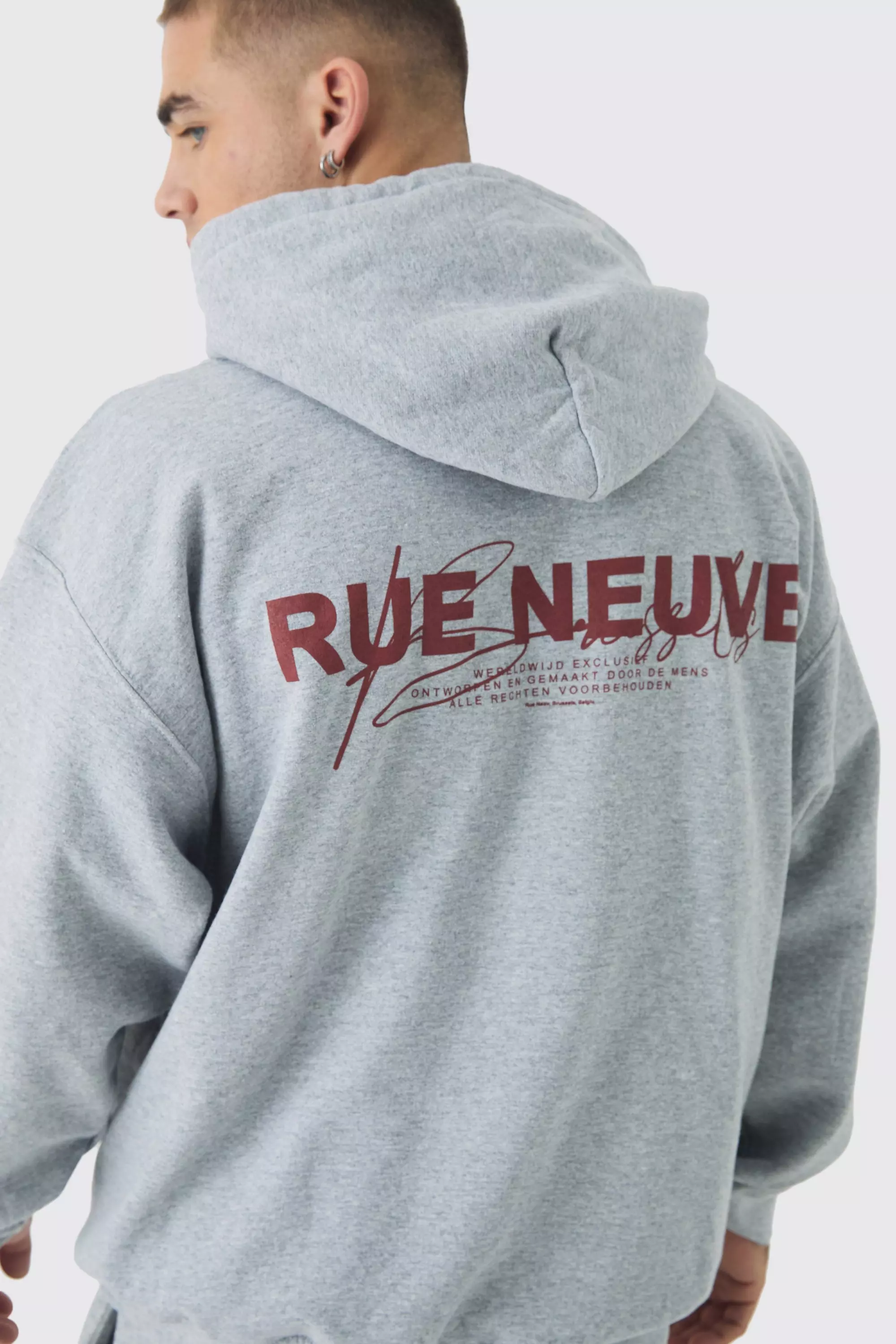 Sweat à capuche zippé et imprimé Rue Neuve, Grey marl autre image