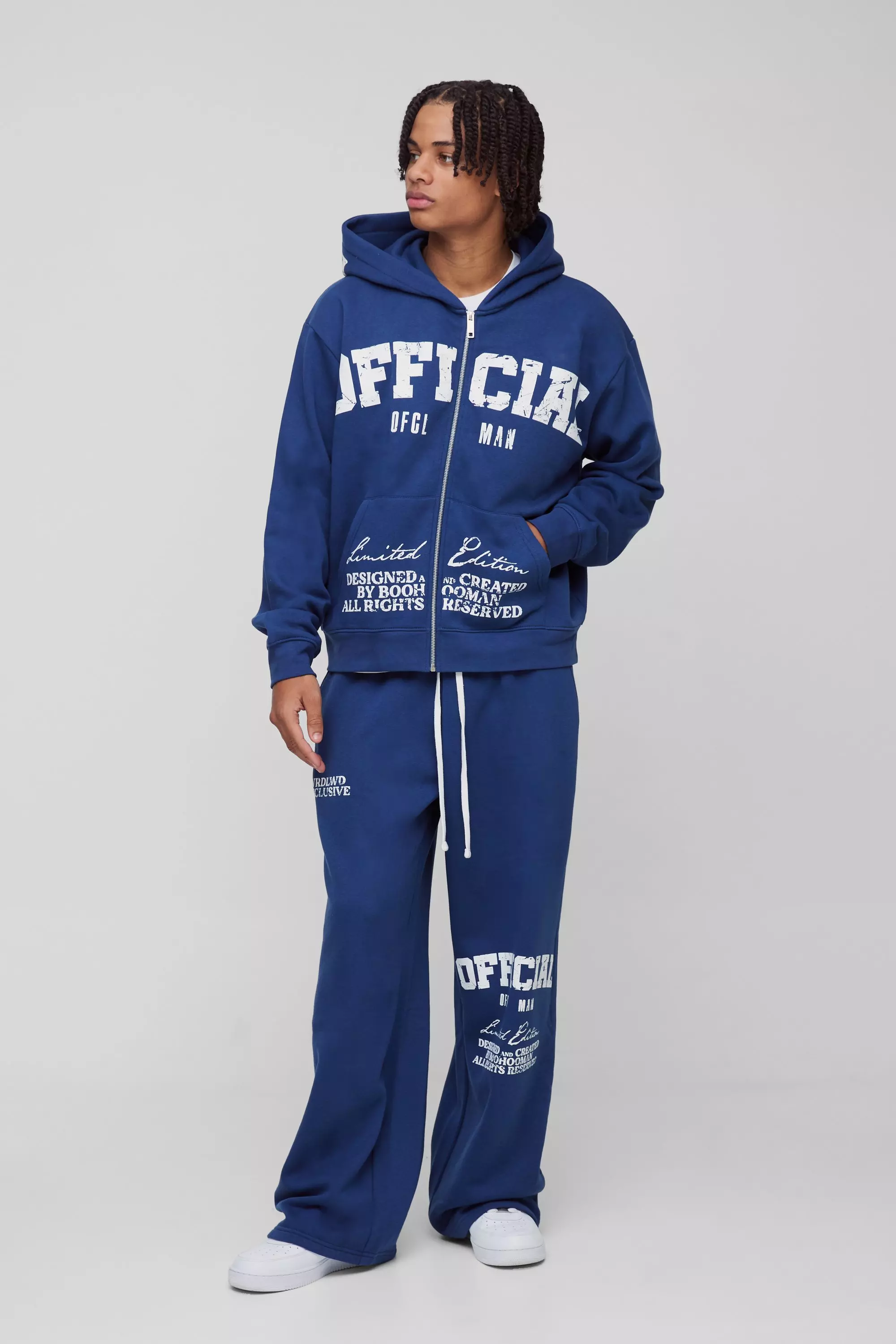 Navy Oversized Boxy Official Print Tracksuit alternative image