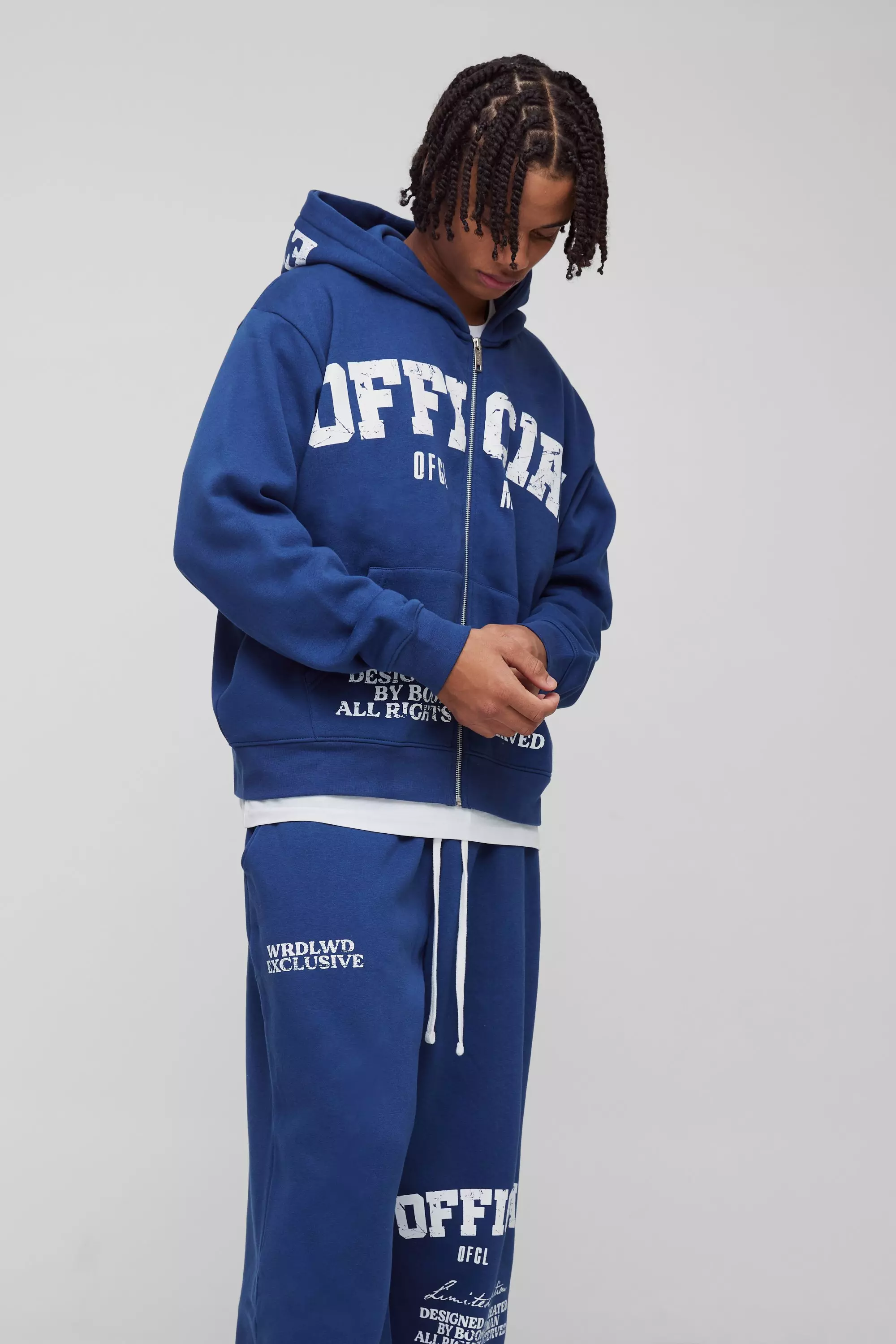 Navy Oversized Boxy Official Print Tracksuit alternative image