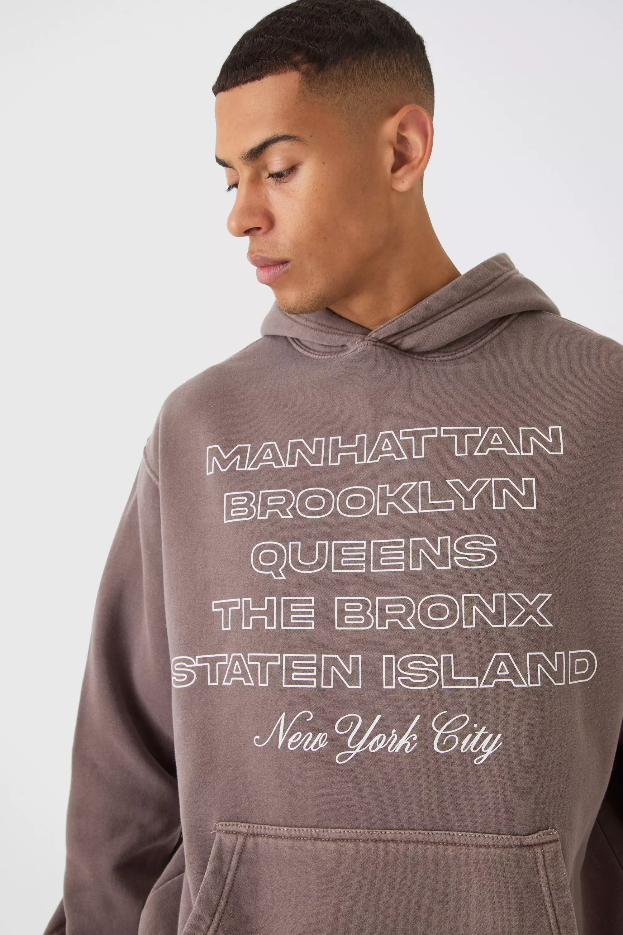Oversize Hoodie mit New York Print, Mahogany alternatives Bild