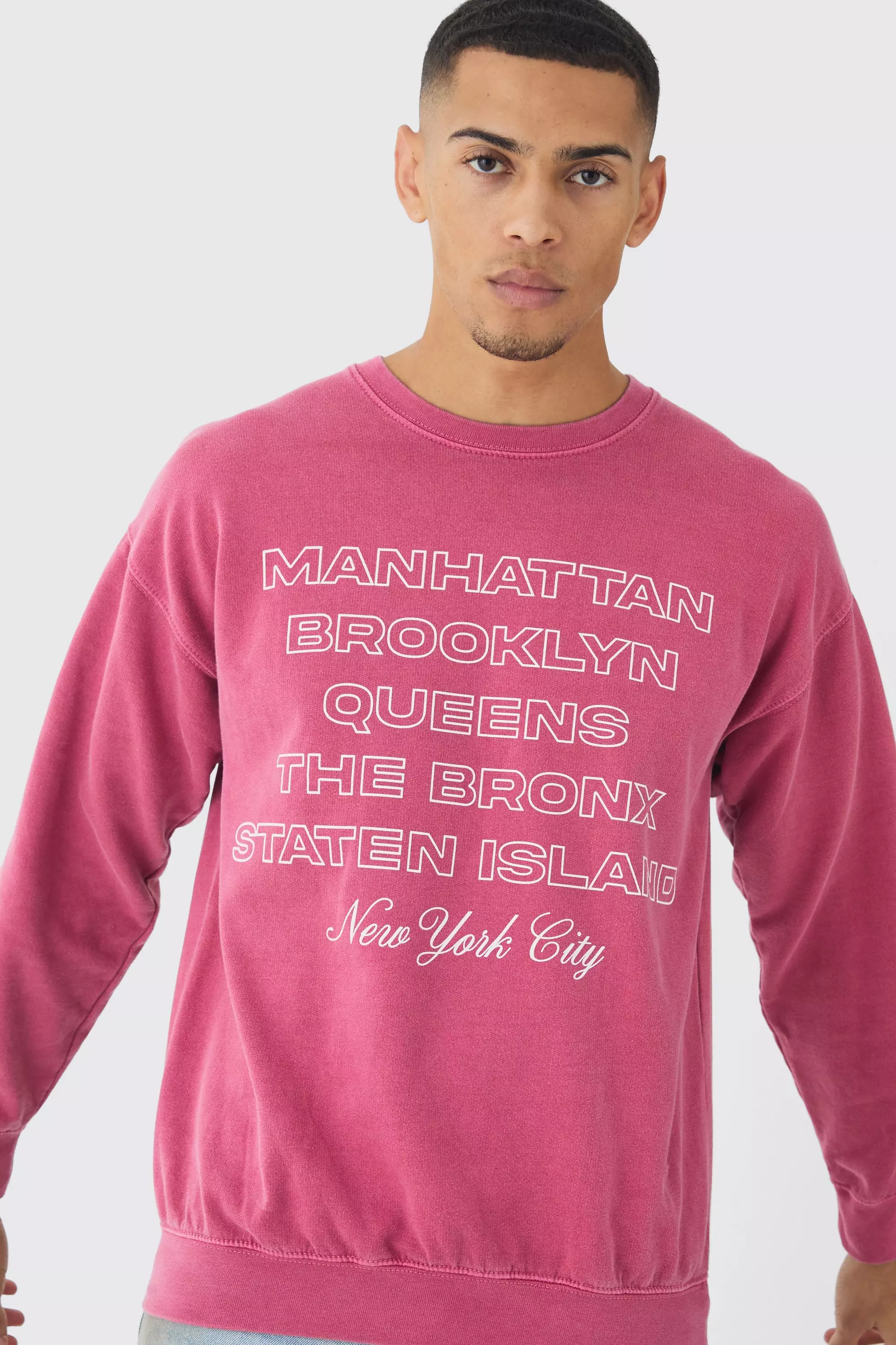 Red Washed New York Graphic Sweatshirt