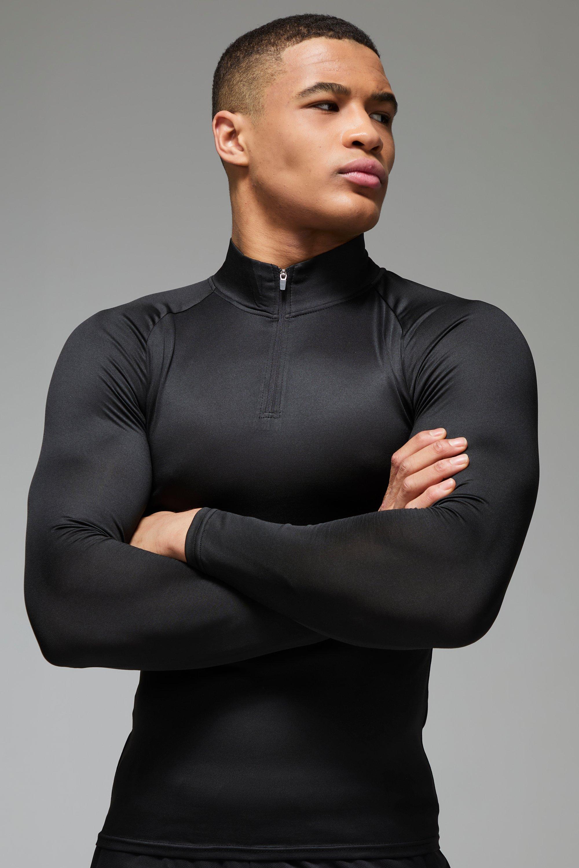 Man Active Lightweight Essentials Gym Raglan Muscle Fit 1/4 Zip | boohooMAN USA