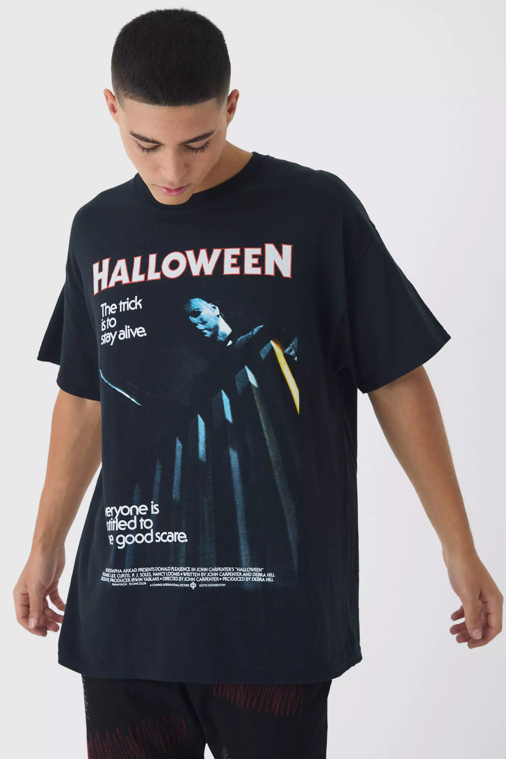 Oversized Halloween License Print T-Shirt Black