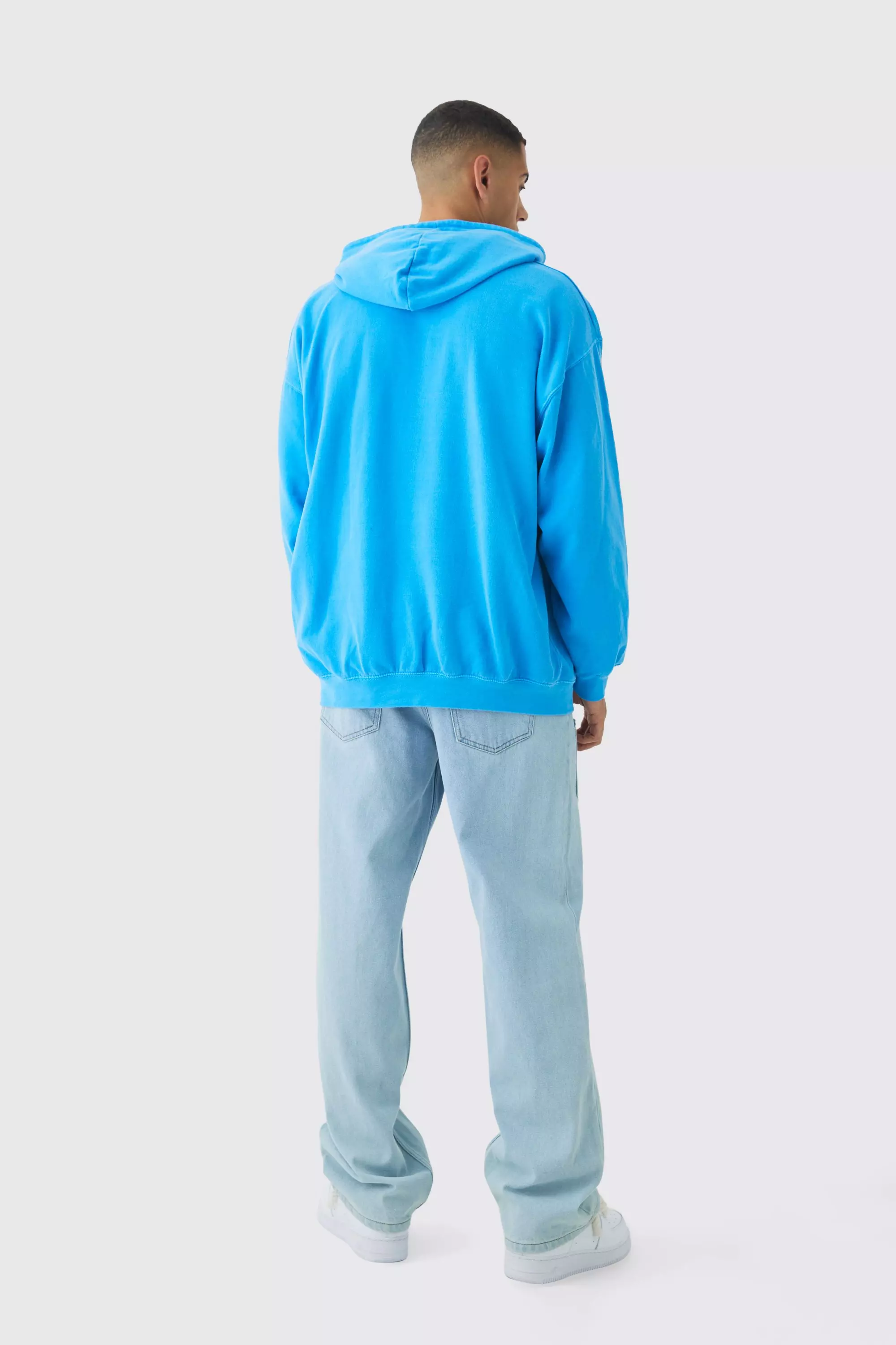 Blue Oversized Nirvana License Wash Print Hoodie alternative image
