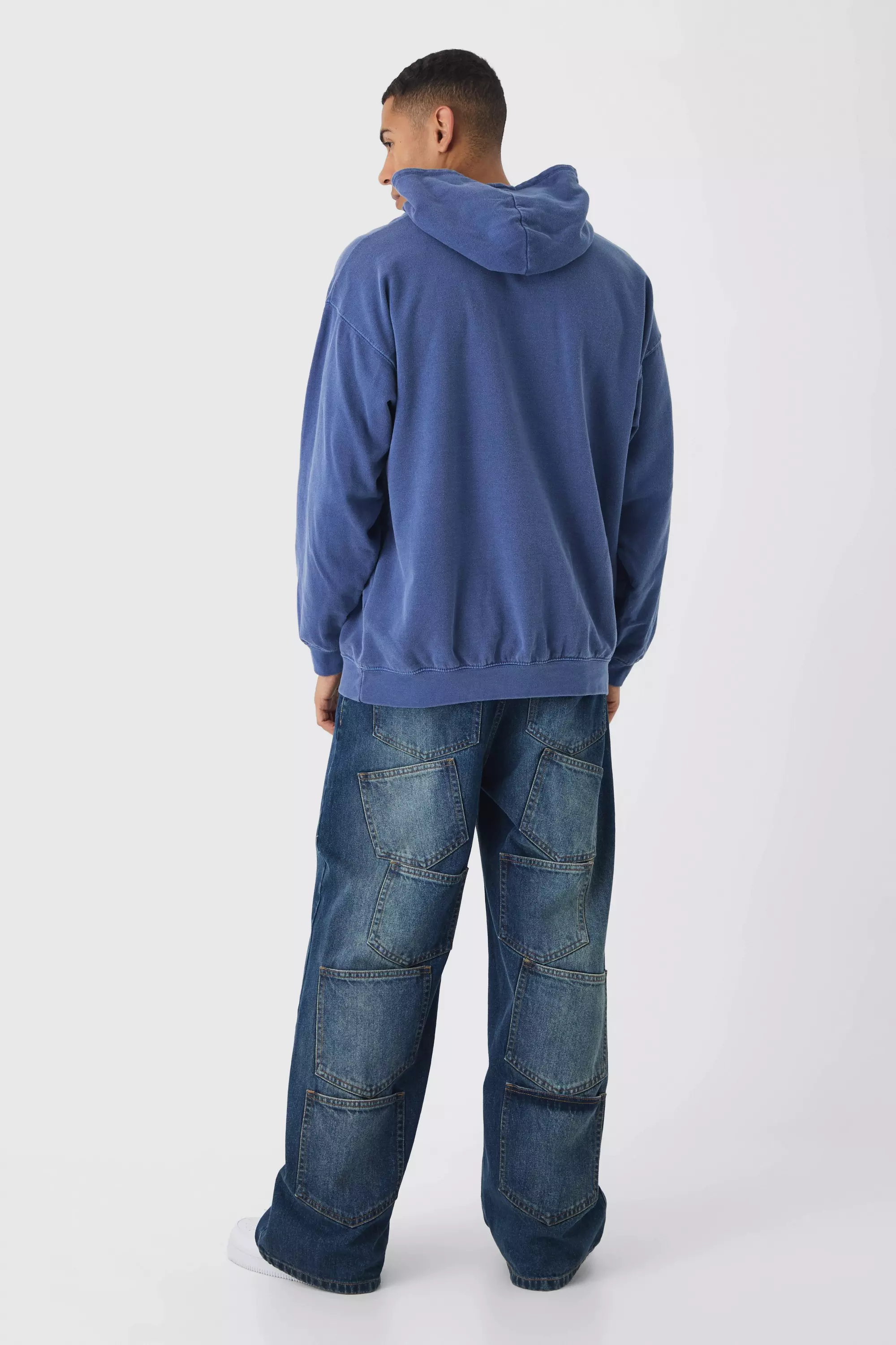 Blue Oversized Gelicenseerde Nirvana Wash Hoodie alternatieve afbeelding