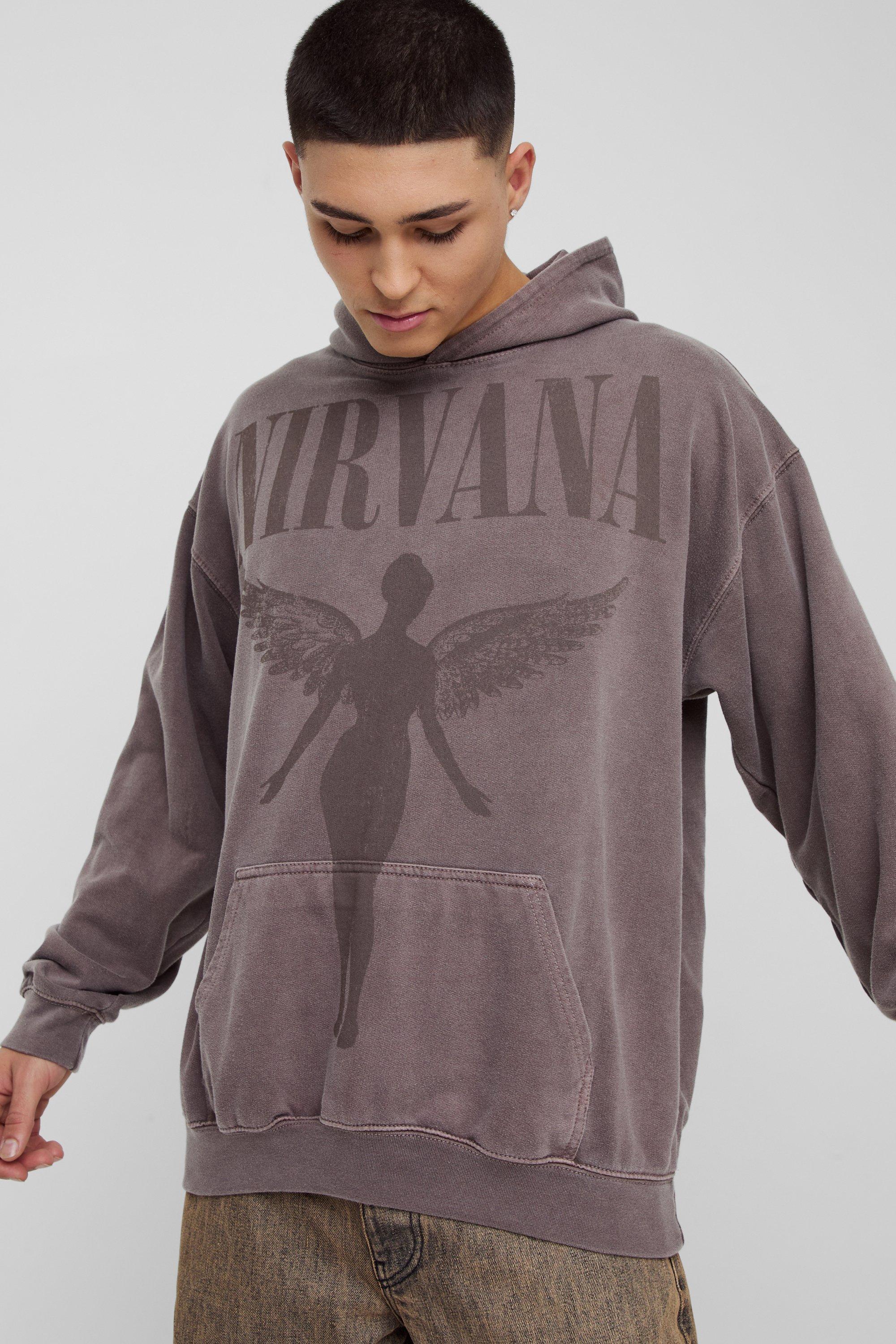 Oversized Nirvana Wash License Print Hoodie