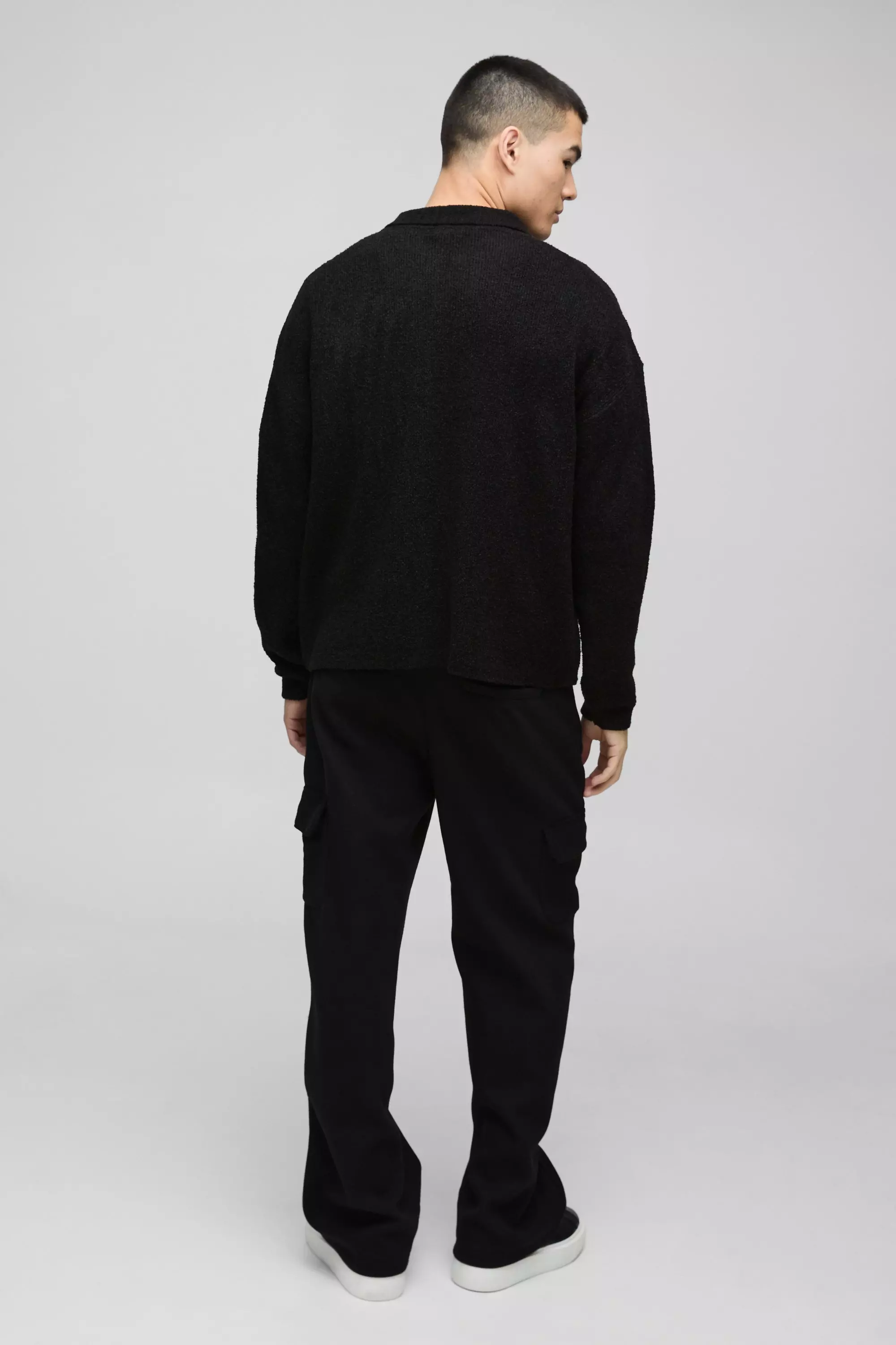 Black Boxy Fit Brushed Knit Shirt alternative image