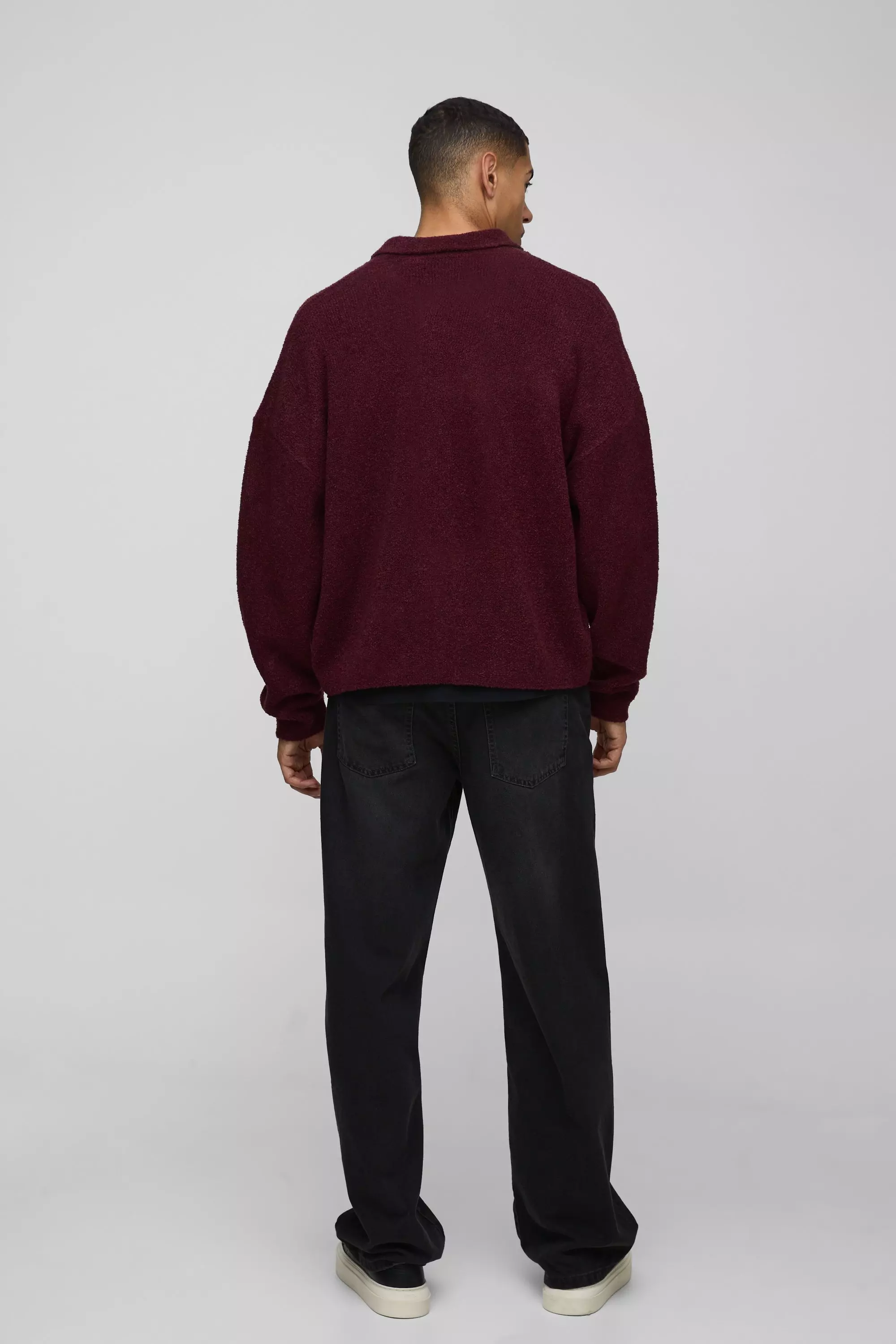 Burgundy Boxy Fit Brushed Knit Shirt alternative image