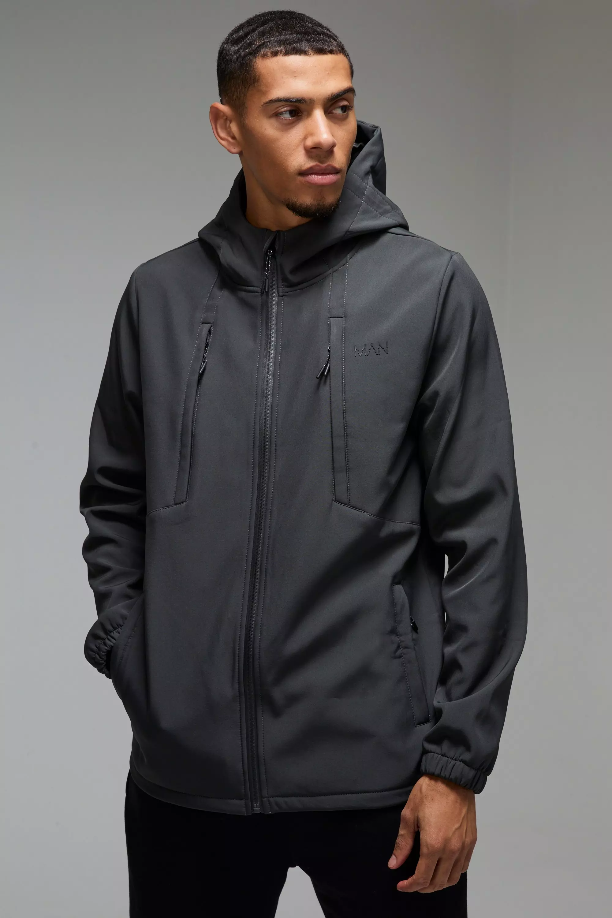 Man Active Softshell Jacket Charcoal