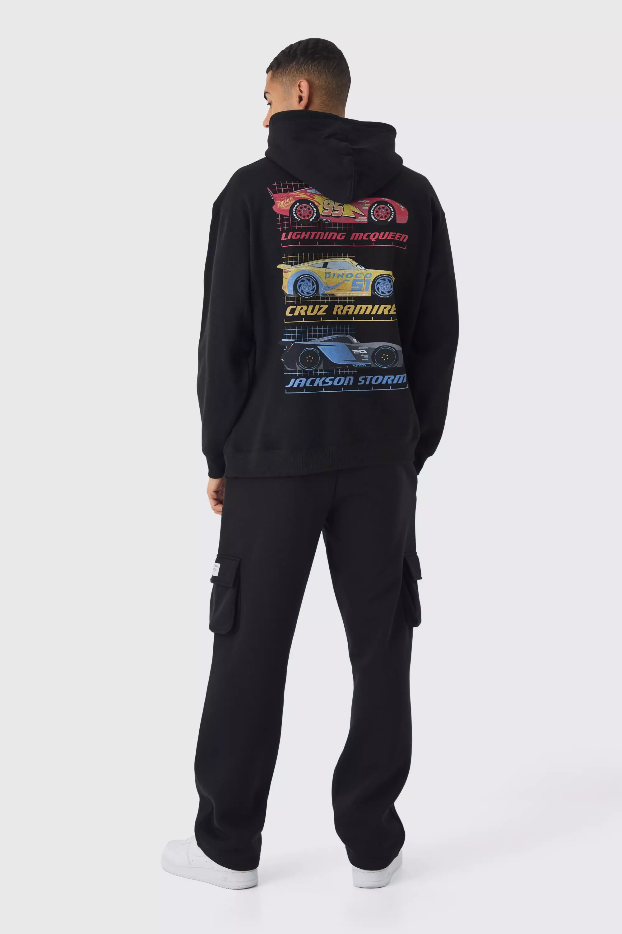 Black Oversized Disney Cars License Print Hoodie alternative image