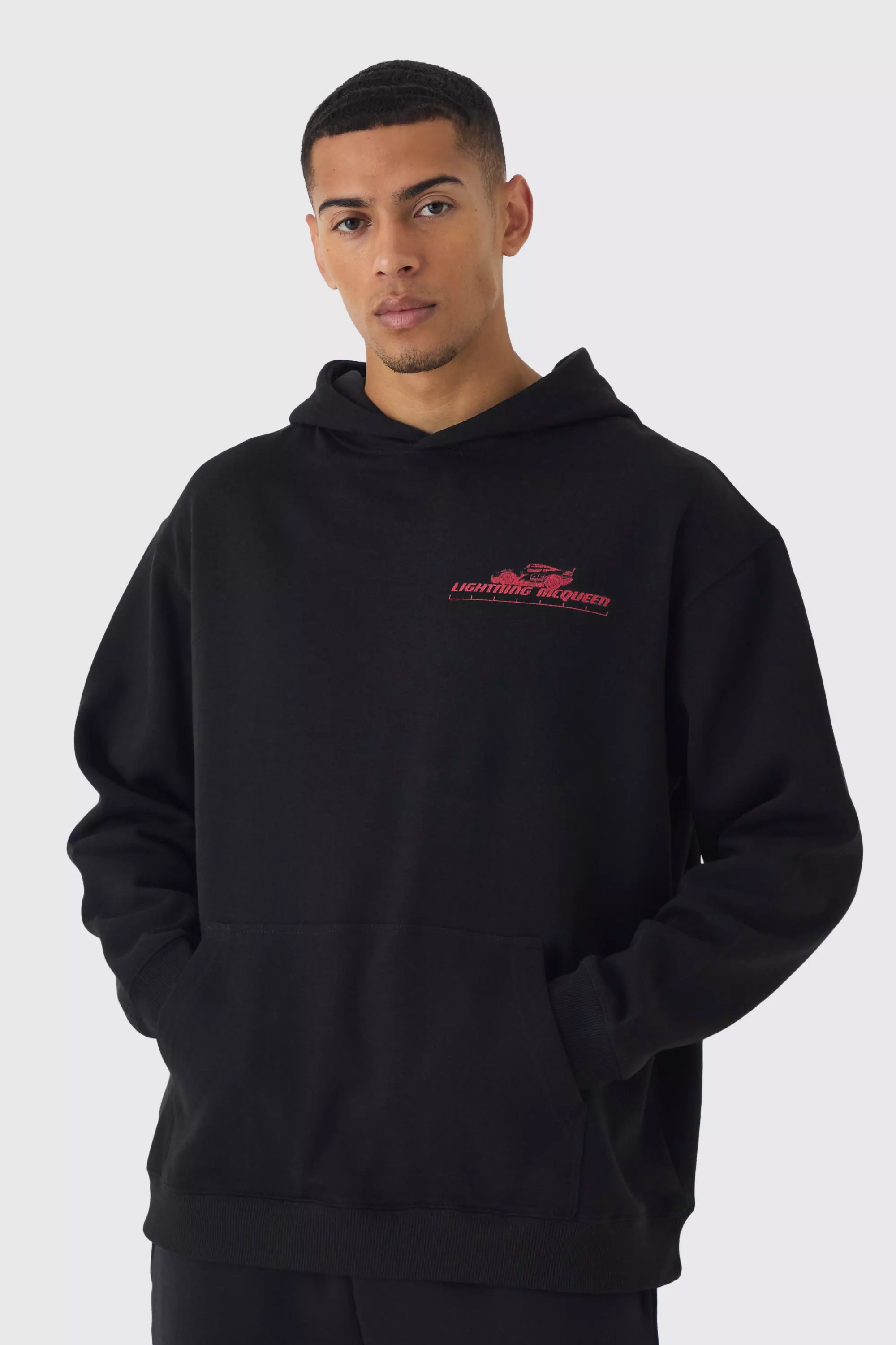 Black Oversized Disney Cars License Print Hoodie alternative image